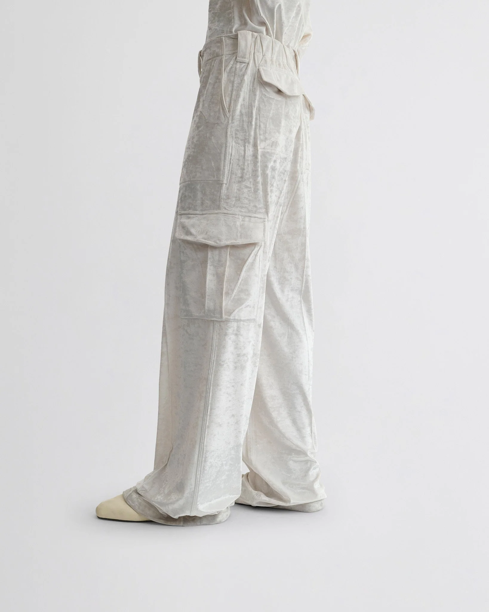 LIQUID CARGO TROUSERS | white crushed velvet - Image 6