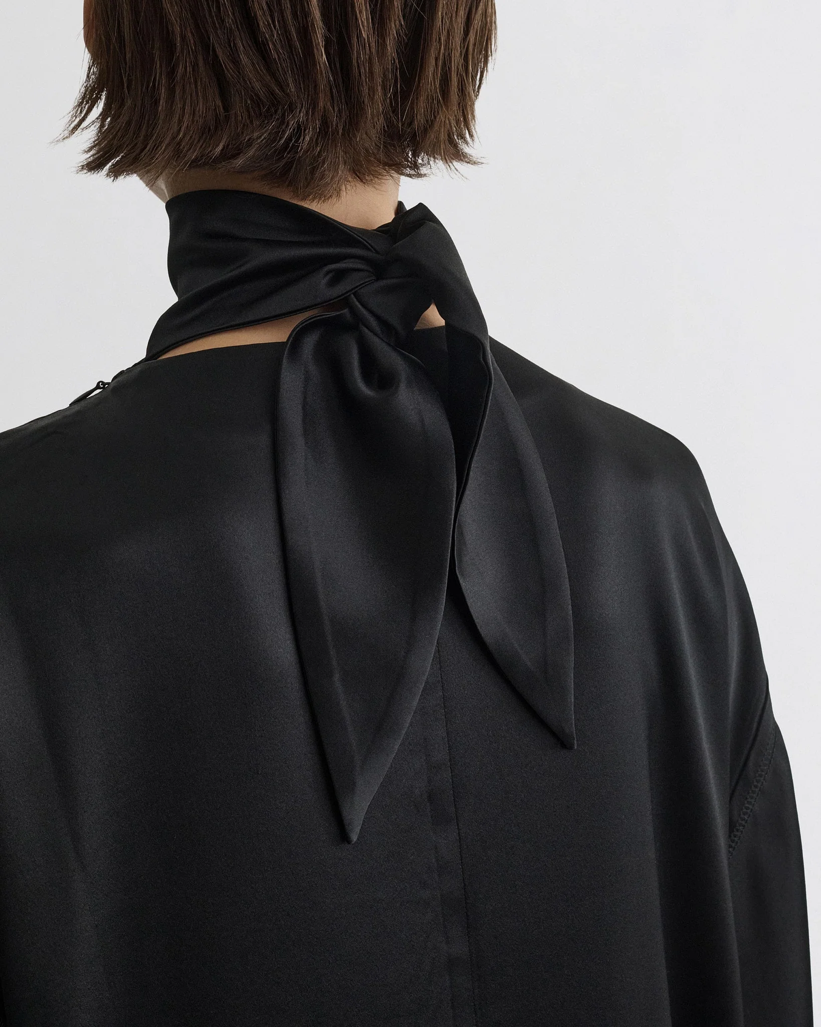 LIQUID HIGH NECK DRESS | black silk - Image 5