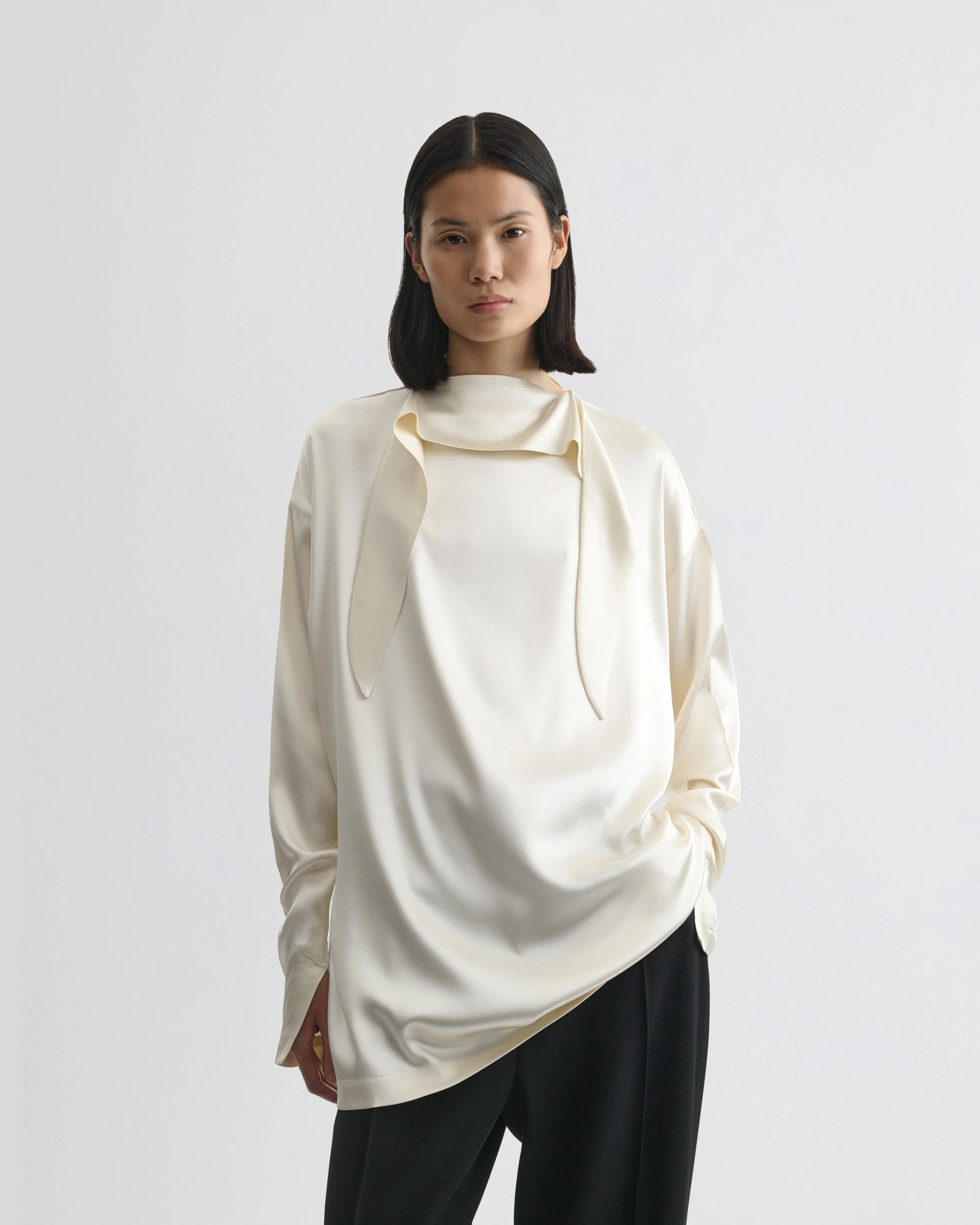 LIQUID KNOT COLLAR TOP | cream silk - Image 4
