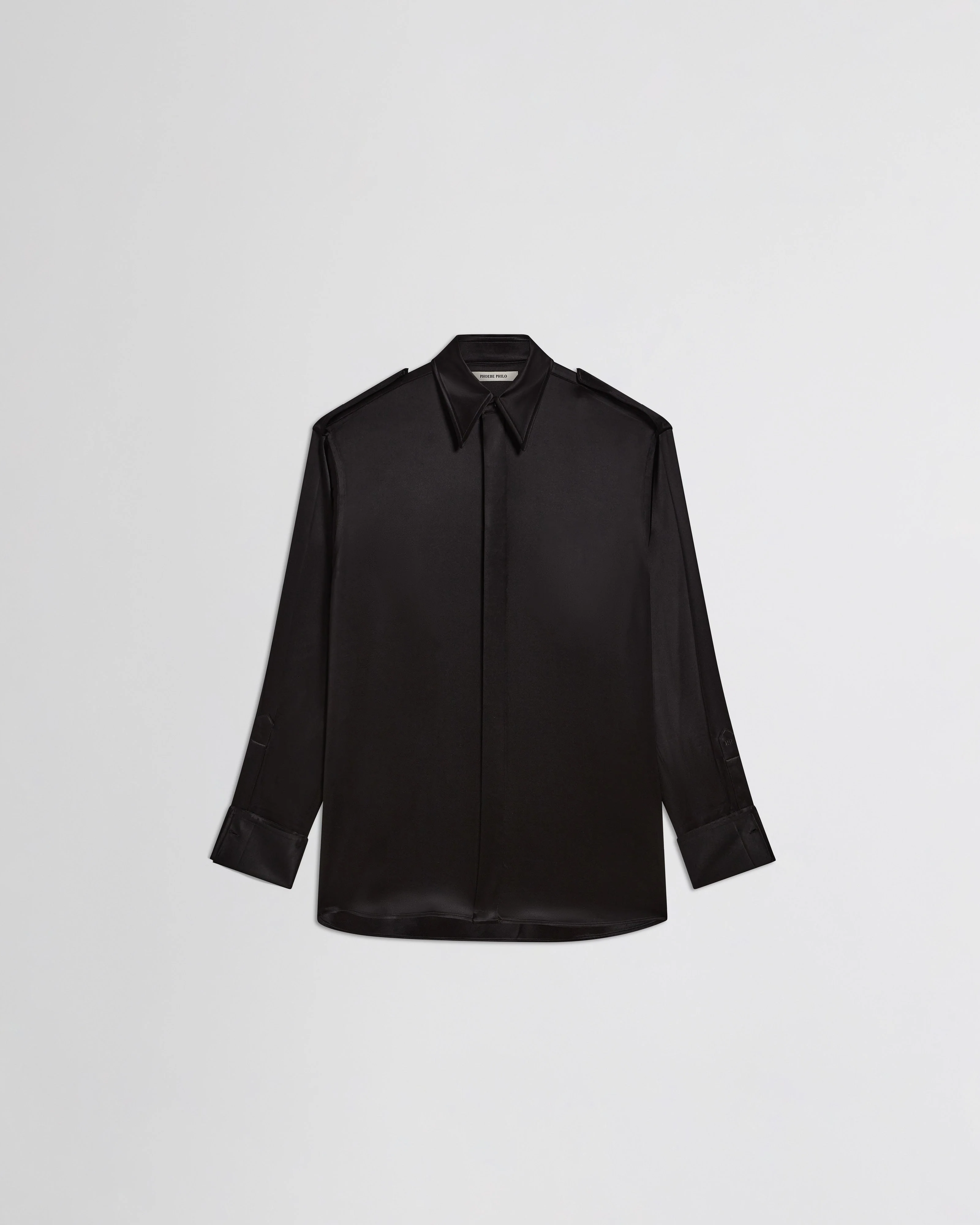 LIQUID UTILITY SHIRT  | black silk satin