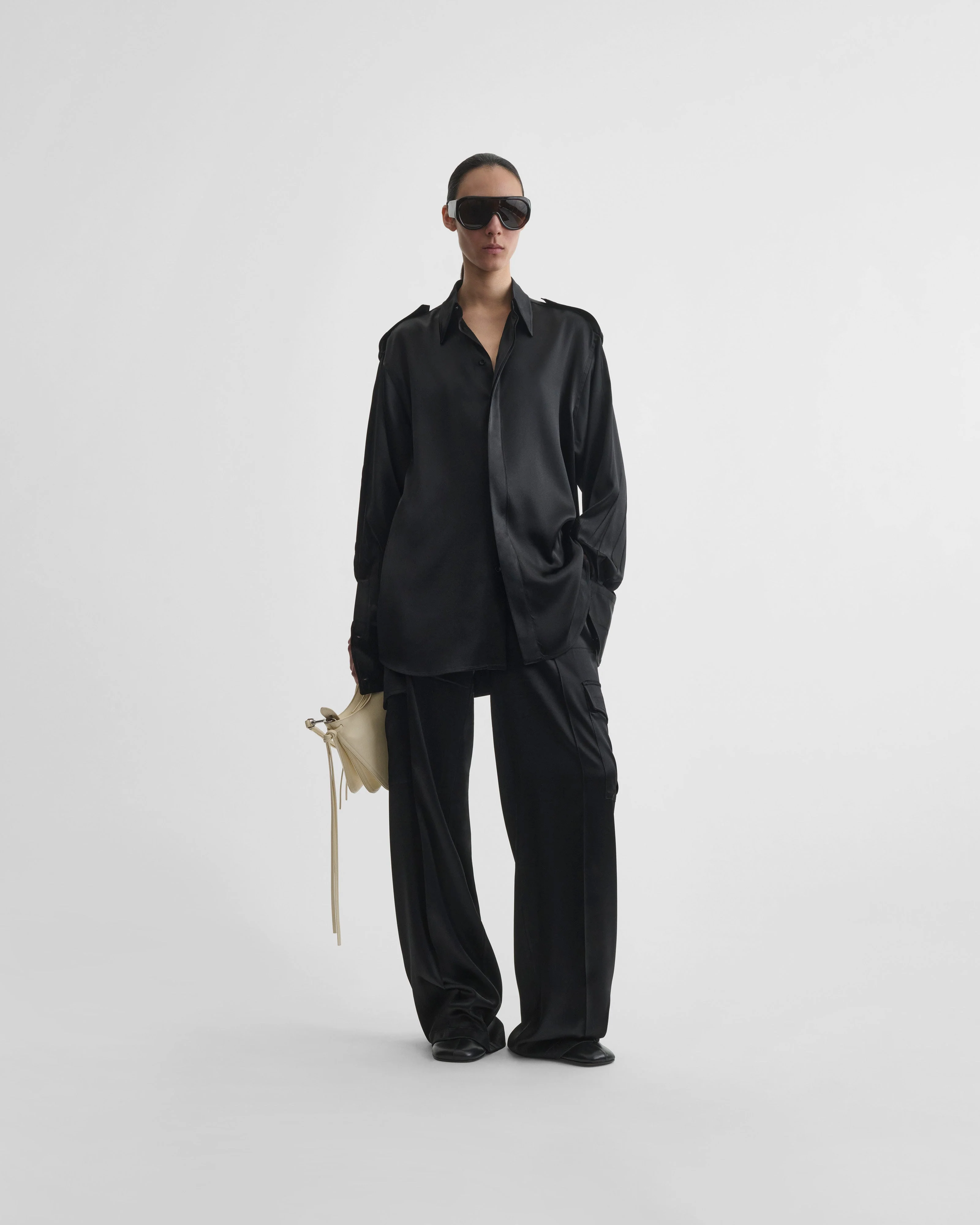 LIQUID UTILITY SHIRT  | black silk satin - Image 3