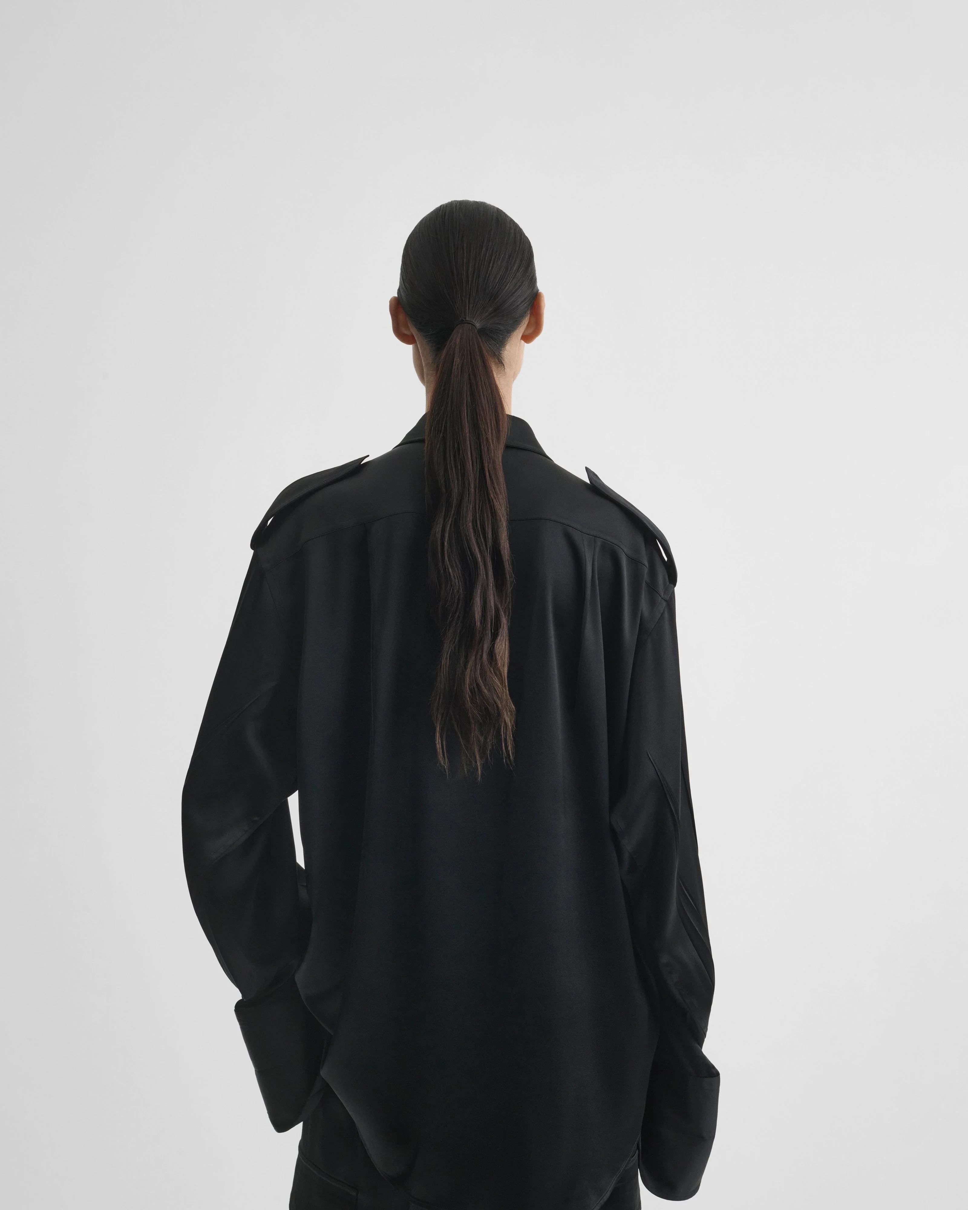 LIQUID UTILITY SHIRT  | black silk satin - Image 6