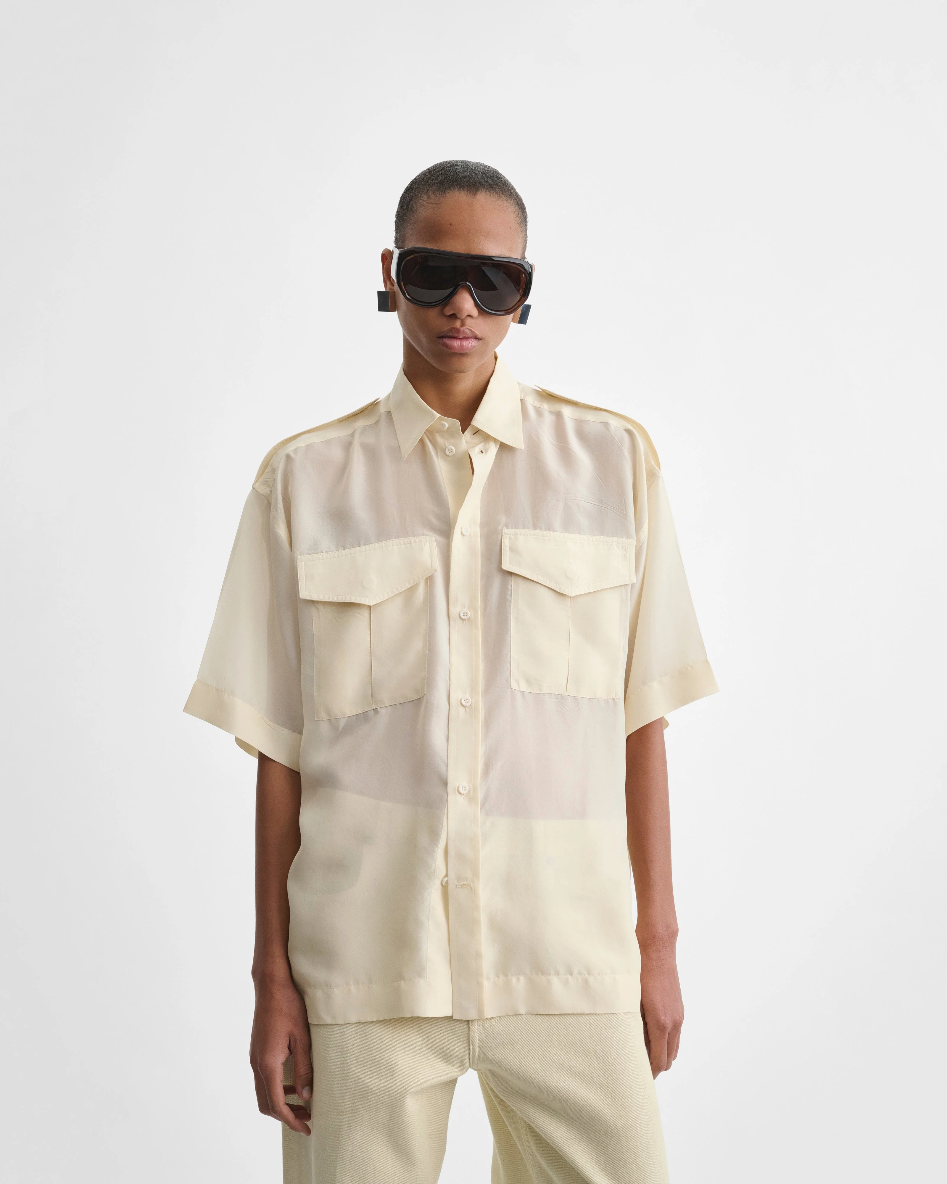 LITE UTILITY SHIRT | vanilla habotai silk - Image 3
