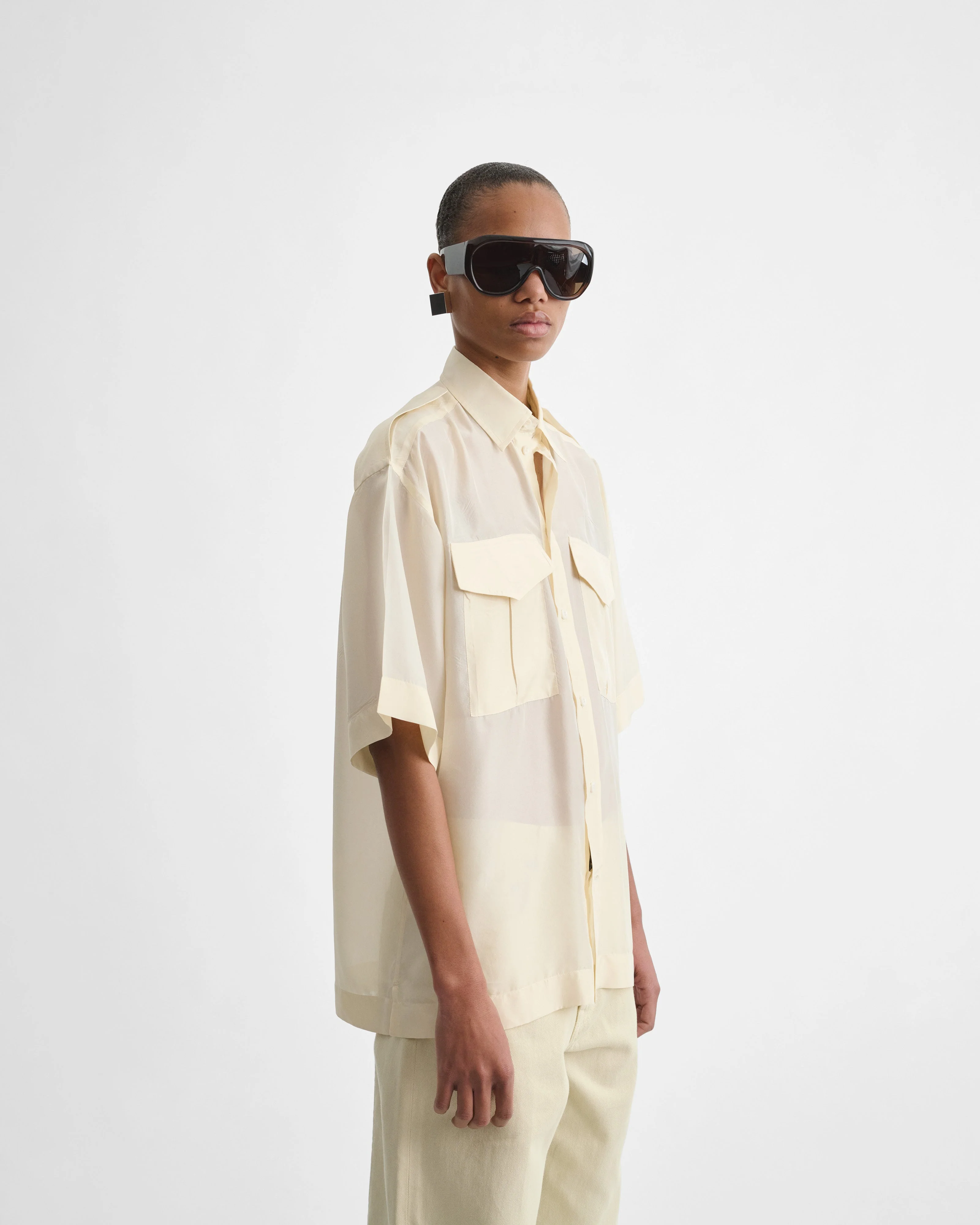 LITE UTILITY SHIRT | vanilla habotai silk - Image 4