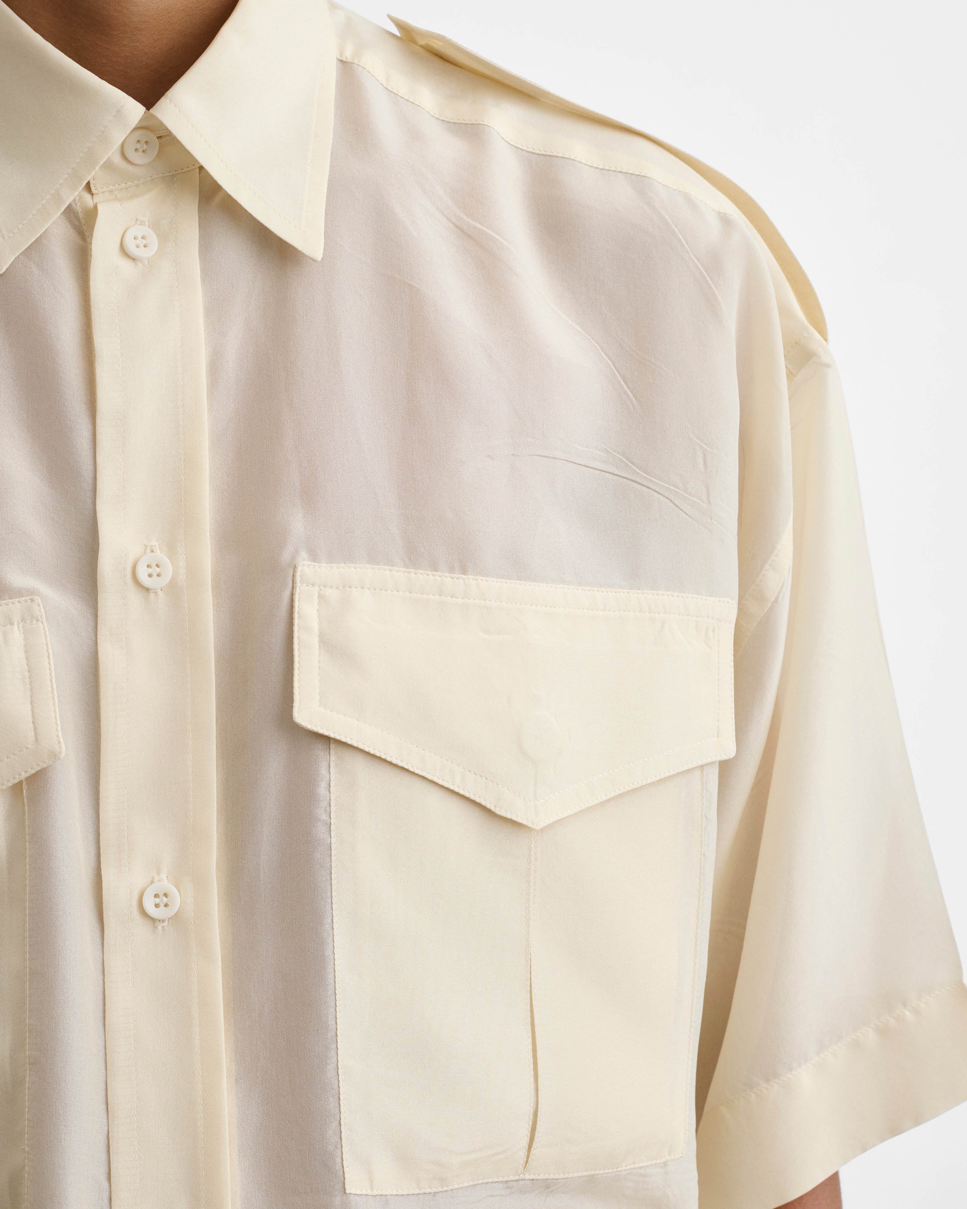 LITE UTILITY SHIRT | vanilla habotai silk - Image 5