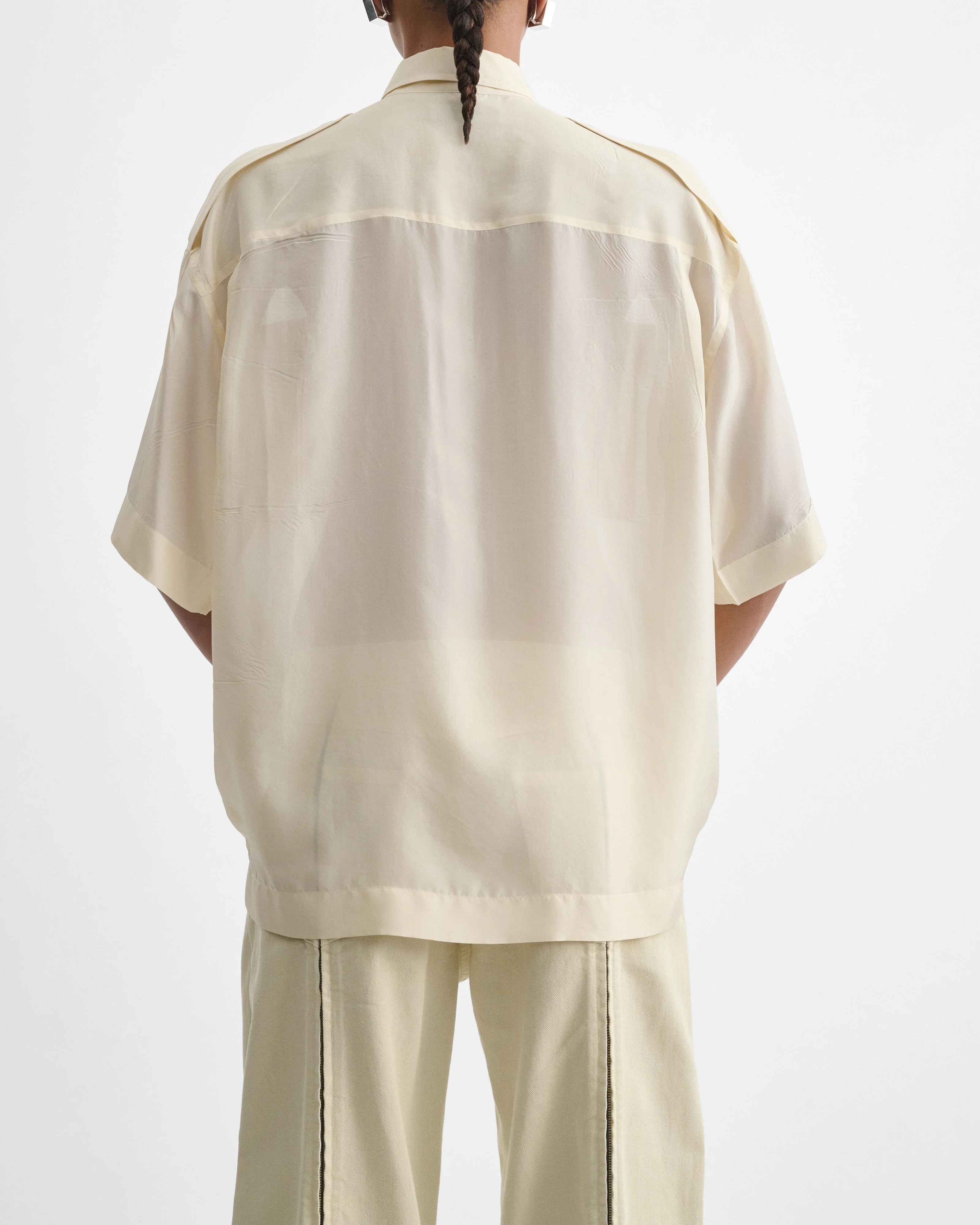 LITE UTILITY SHIRT | vanilla habotai silk - Image 6