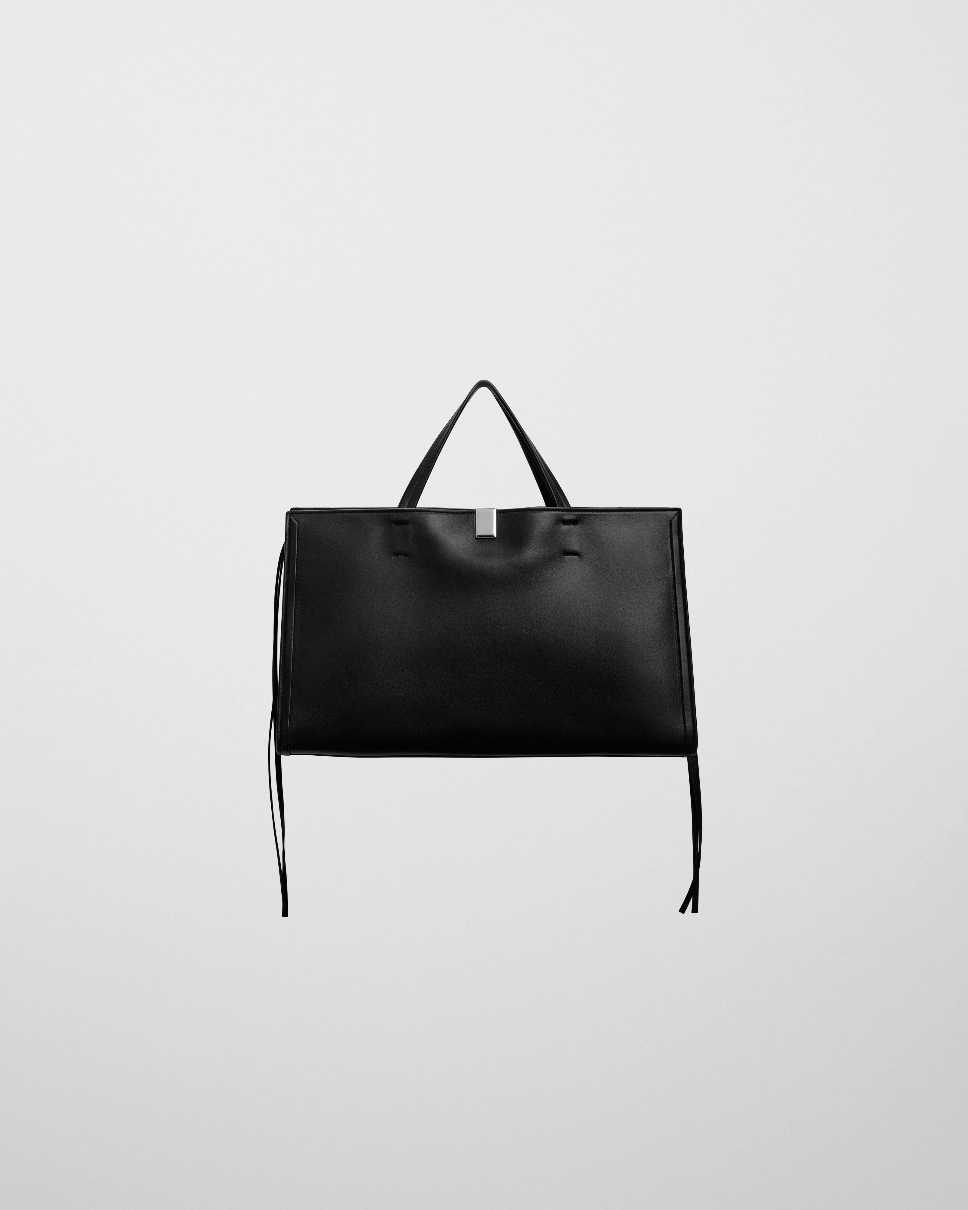 MEDIUM KIT CABAS | black leather with silver