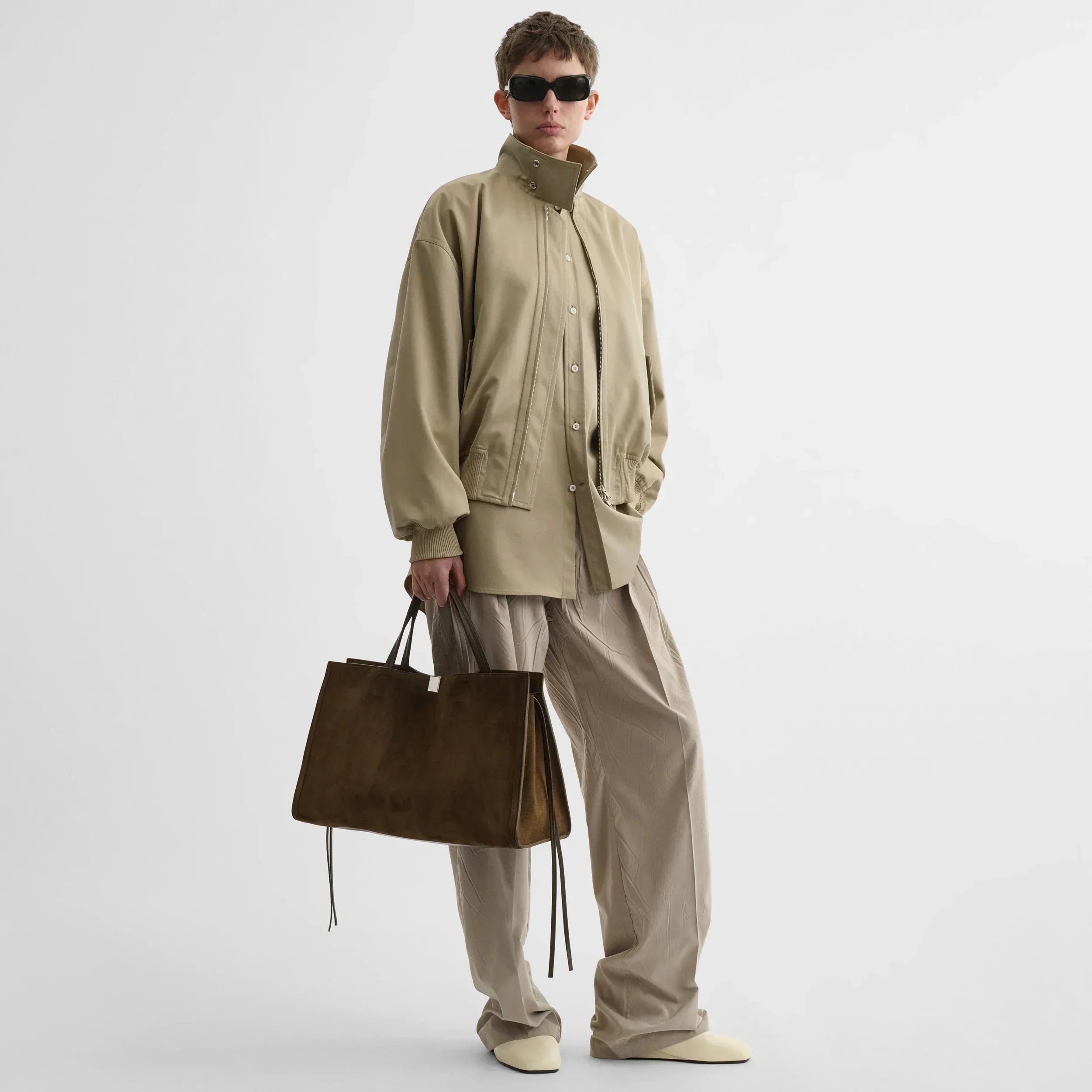 MEDIUM KIT CABAS | khaki suede leather - Image 2