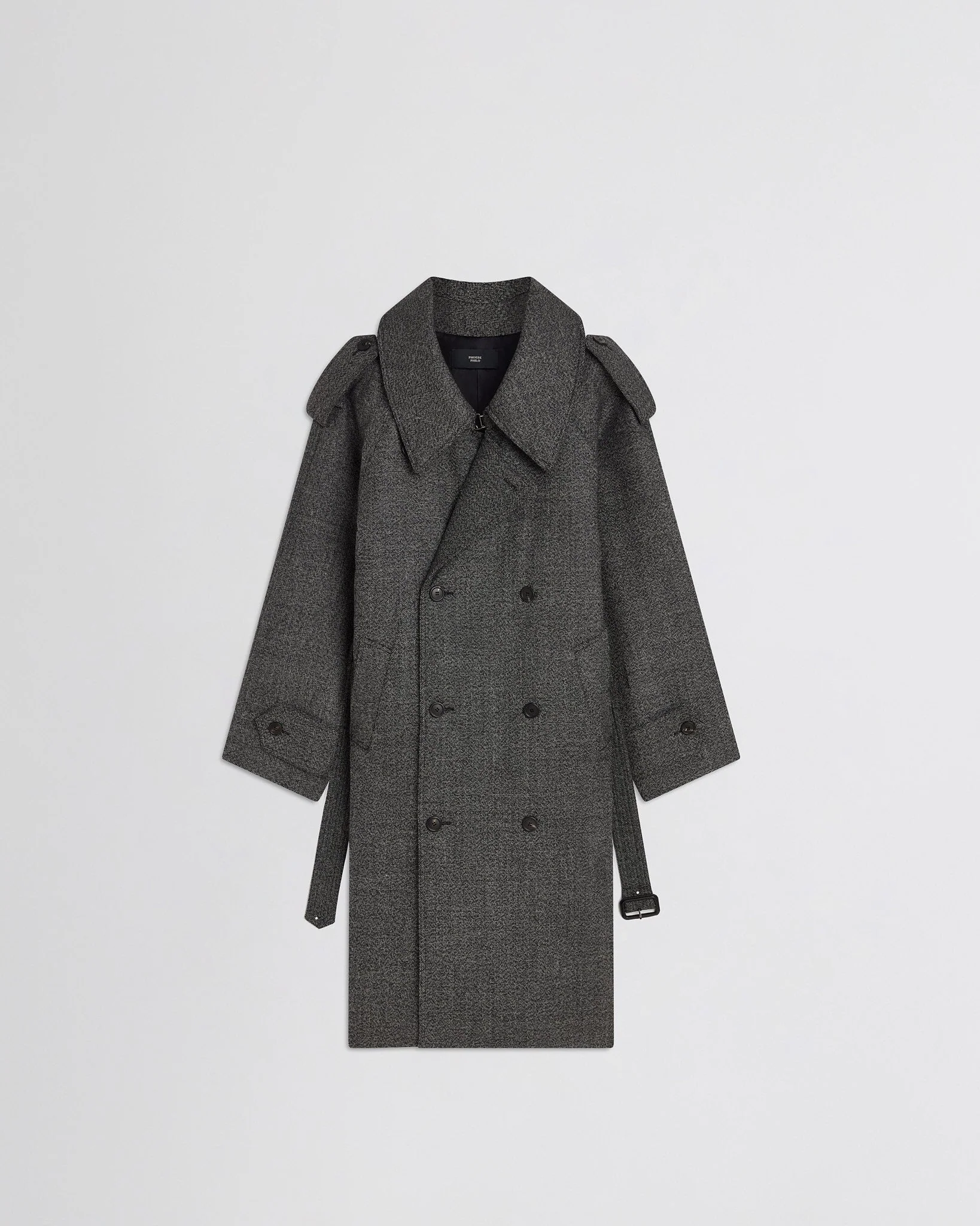 PADDED TRENCH COAT | salt and pepper wool