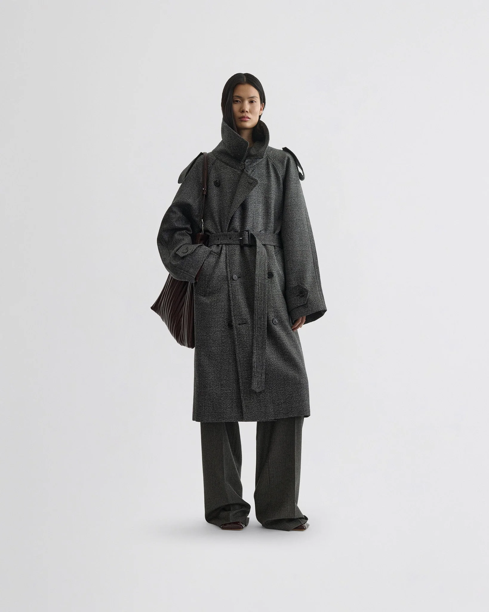 PADDED TRENCH COAT | salt and pepper wool - Image 3
