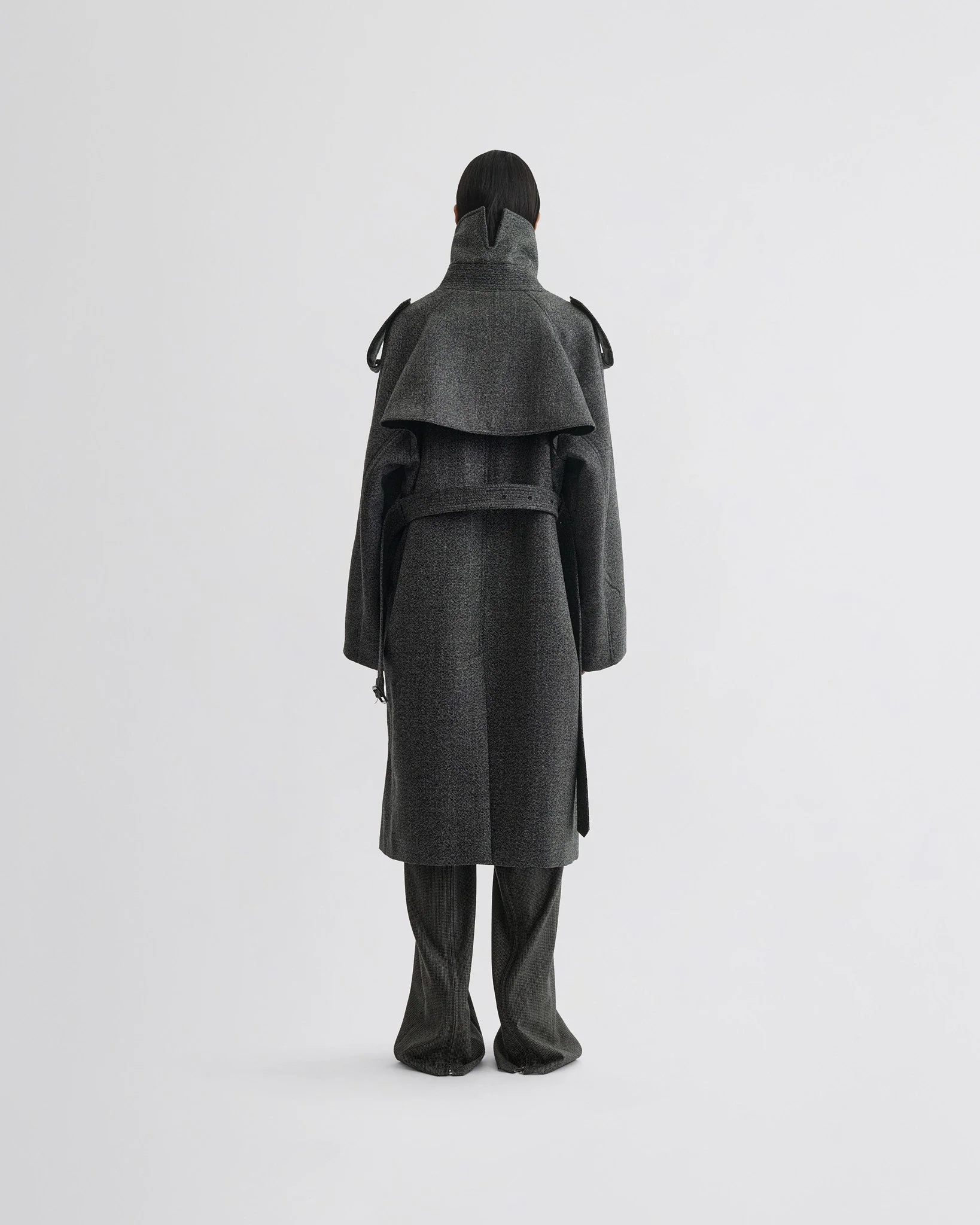 PADDED TRENCH COAT | salt and pepper wool - Image 6