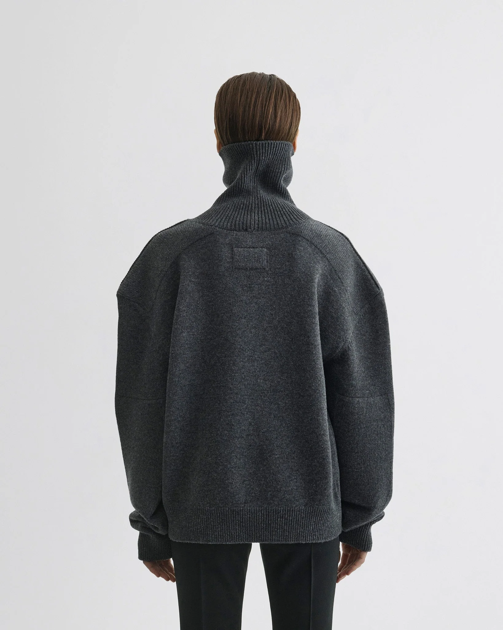 PATCH SHOULDER JUMPER | grey melange wool cashmere - Image 6