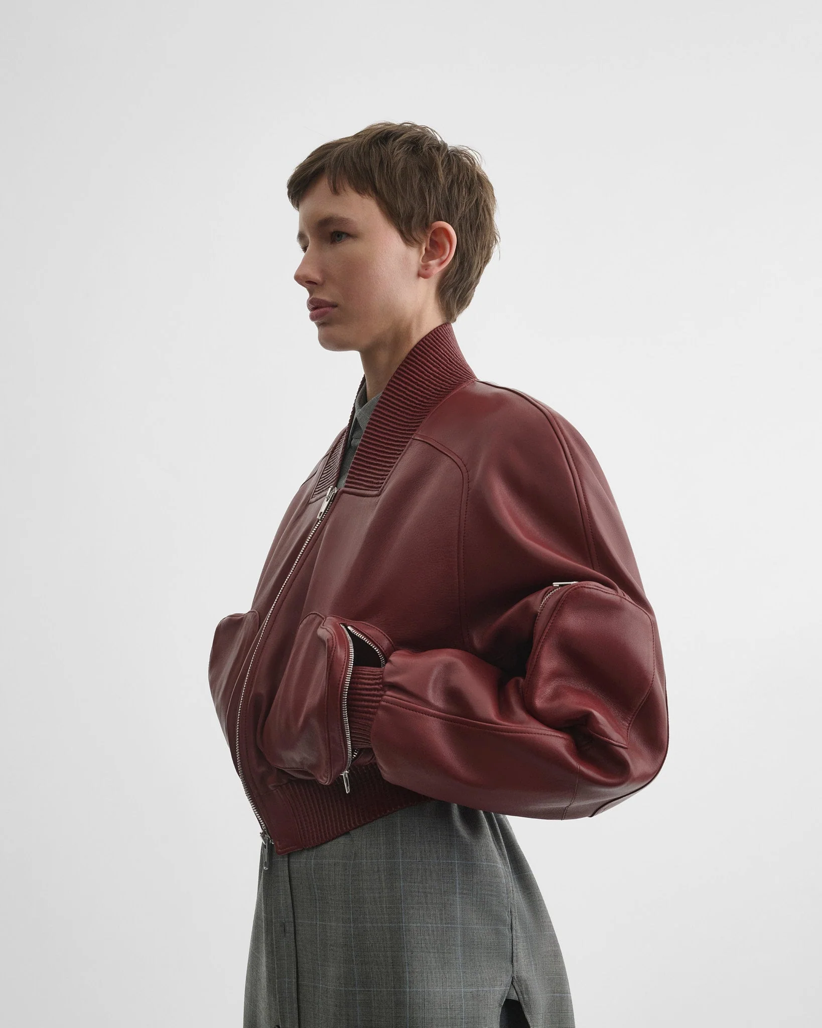 POCKET BOMBER JACKET | brick leather - Image 4