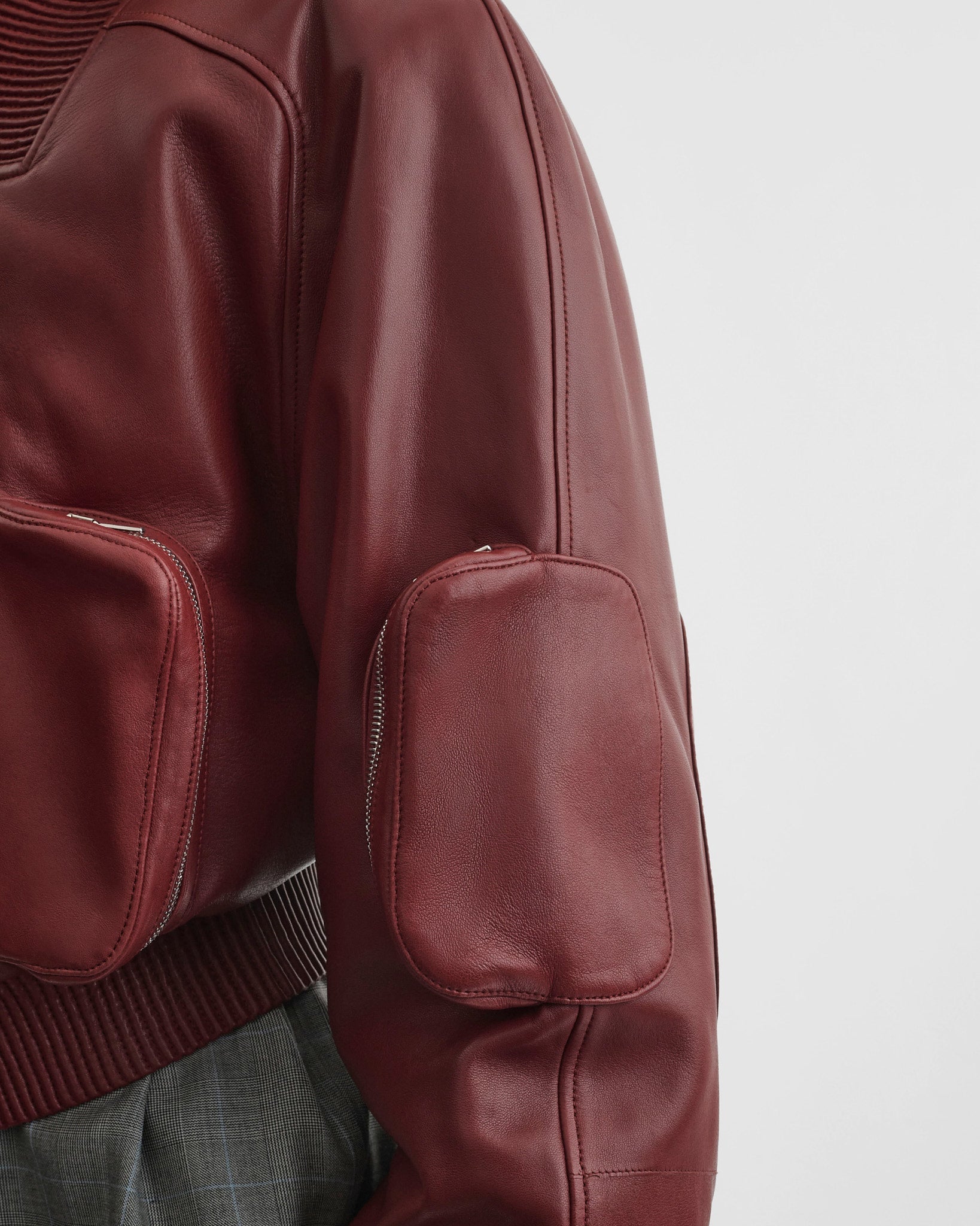 POCKET BOMBER JACKET | brick leather - Image 5