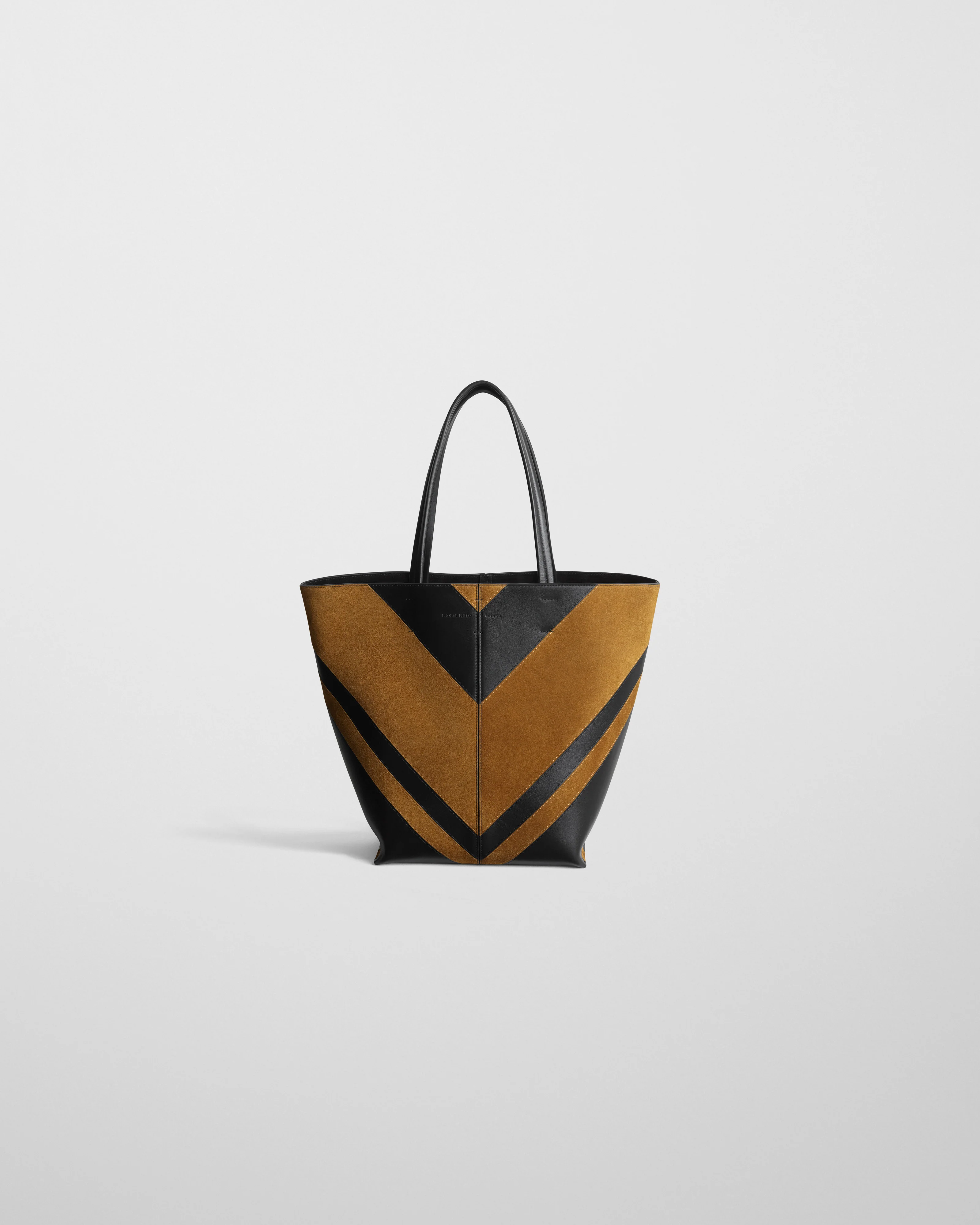 POT CABAS | black leather and toffee suede