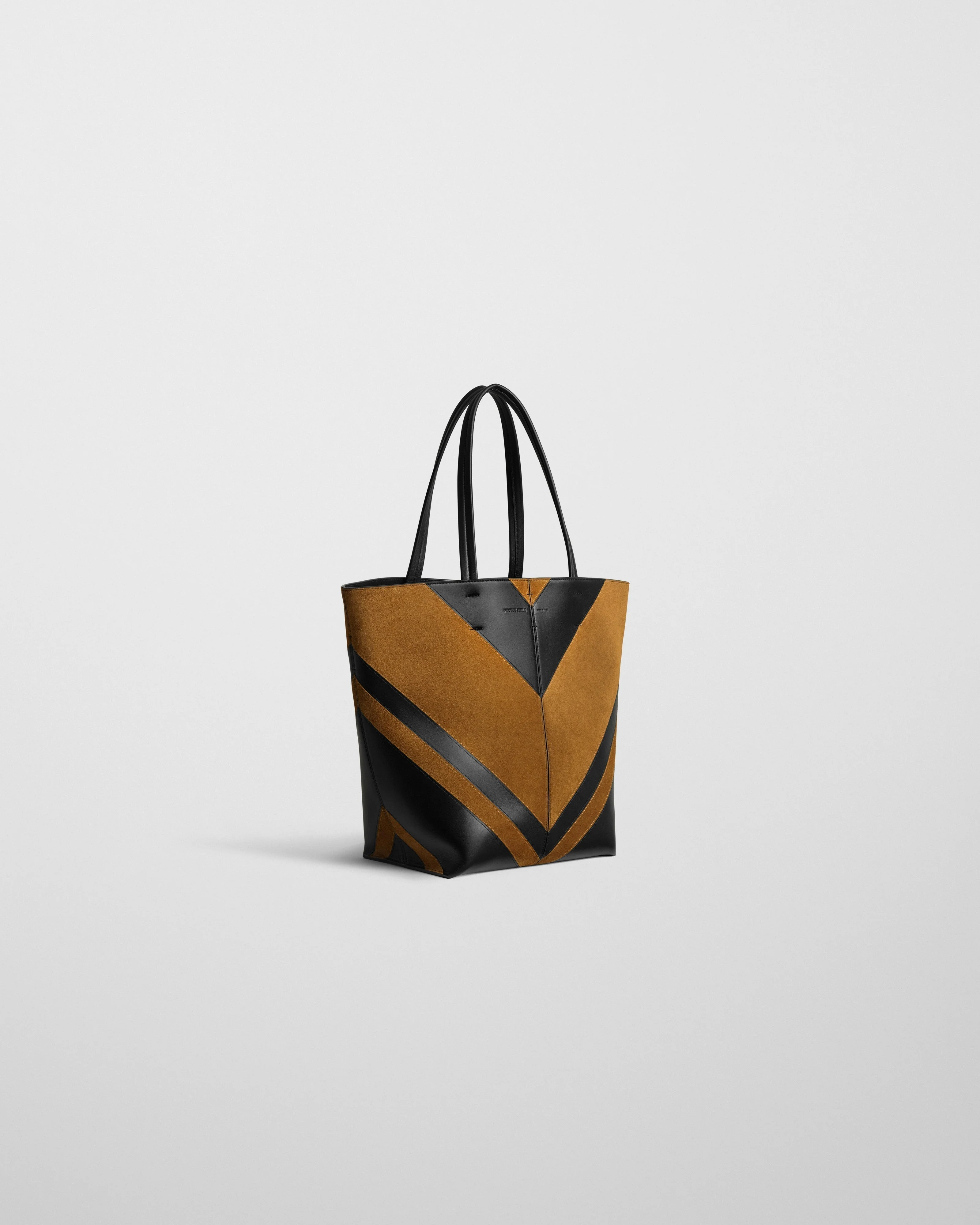 POT CABAS | black leather and toffee suede - Image 3
