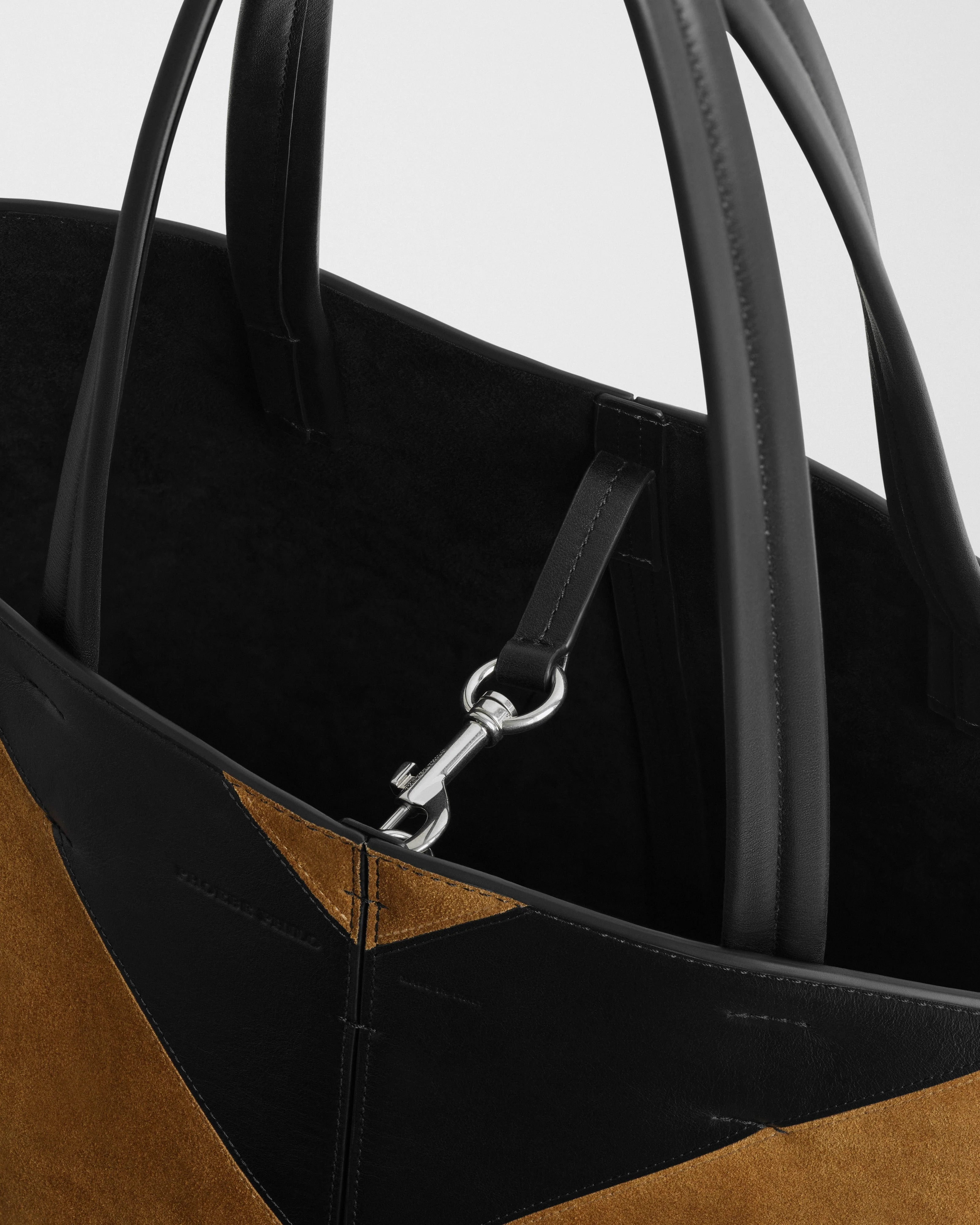 POT CABAS | black leather and toffee suede - Image 4