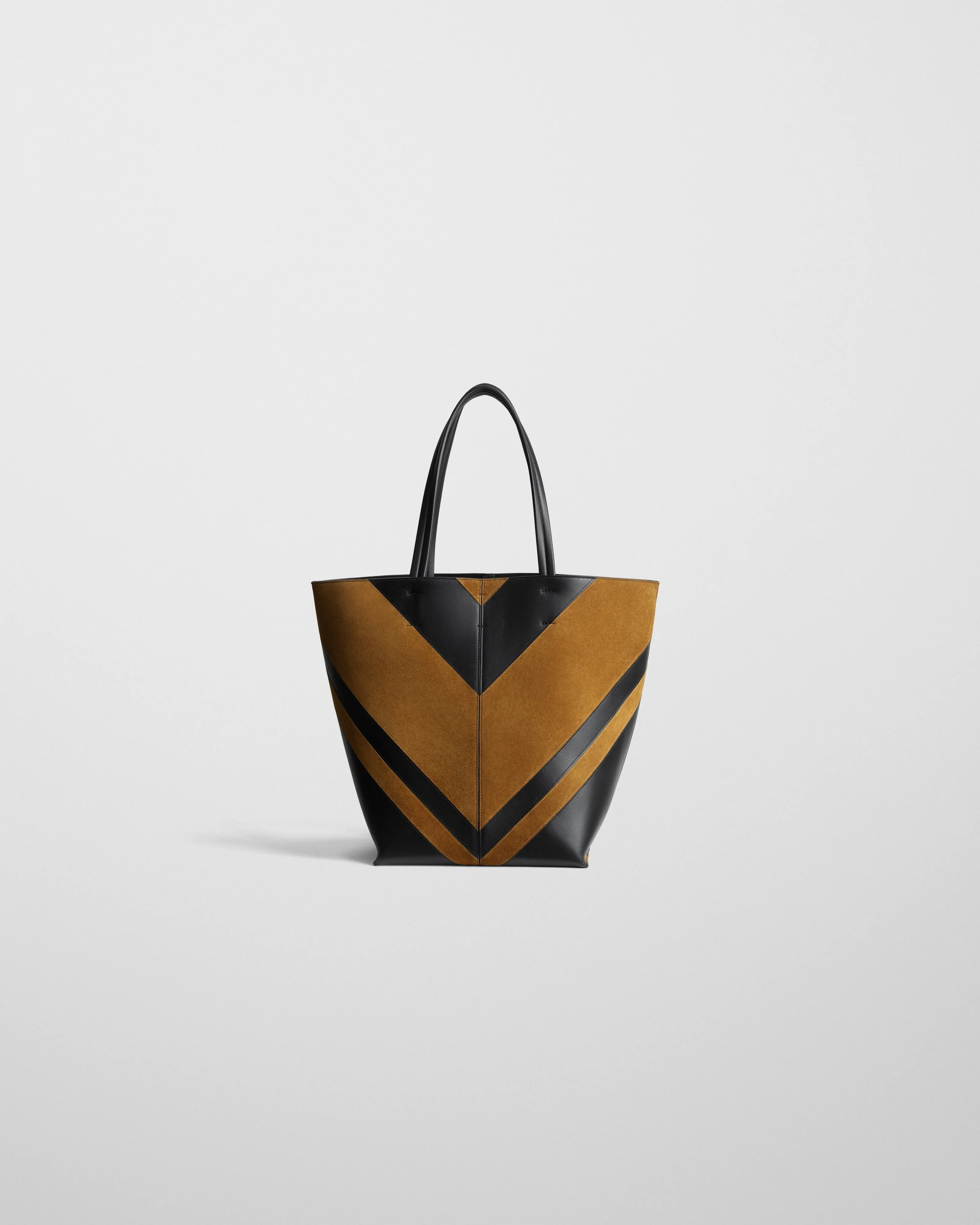 POT CABAS | black leather and toffee suede - Image 5