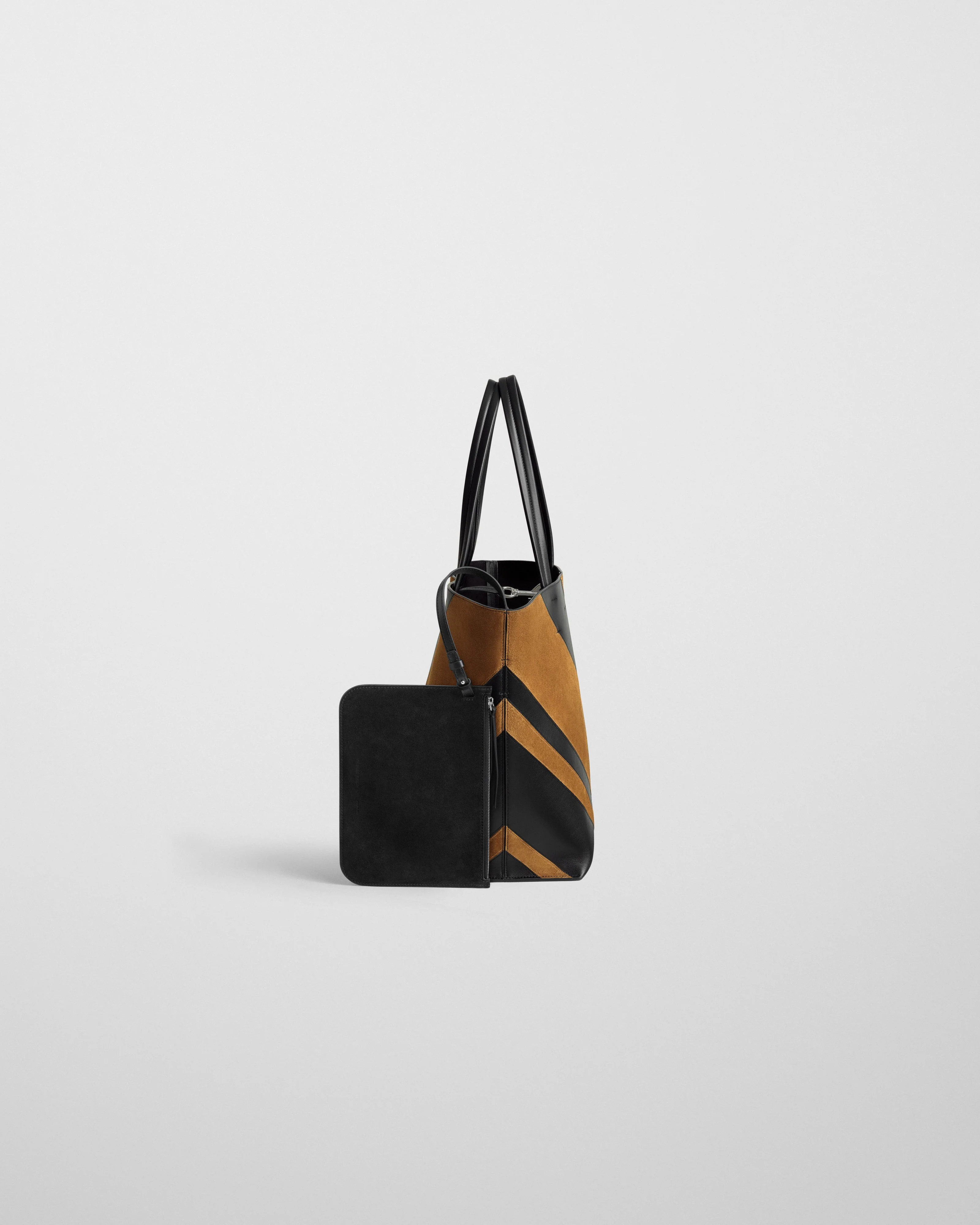 POT CABAS | black leather and toffee suede - Image 6