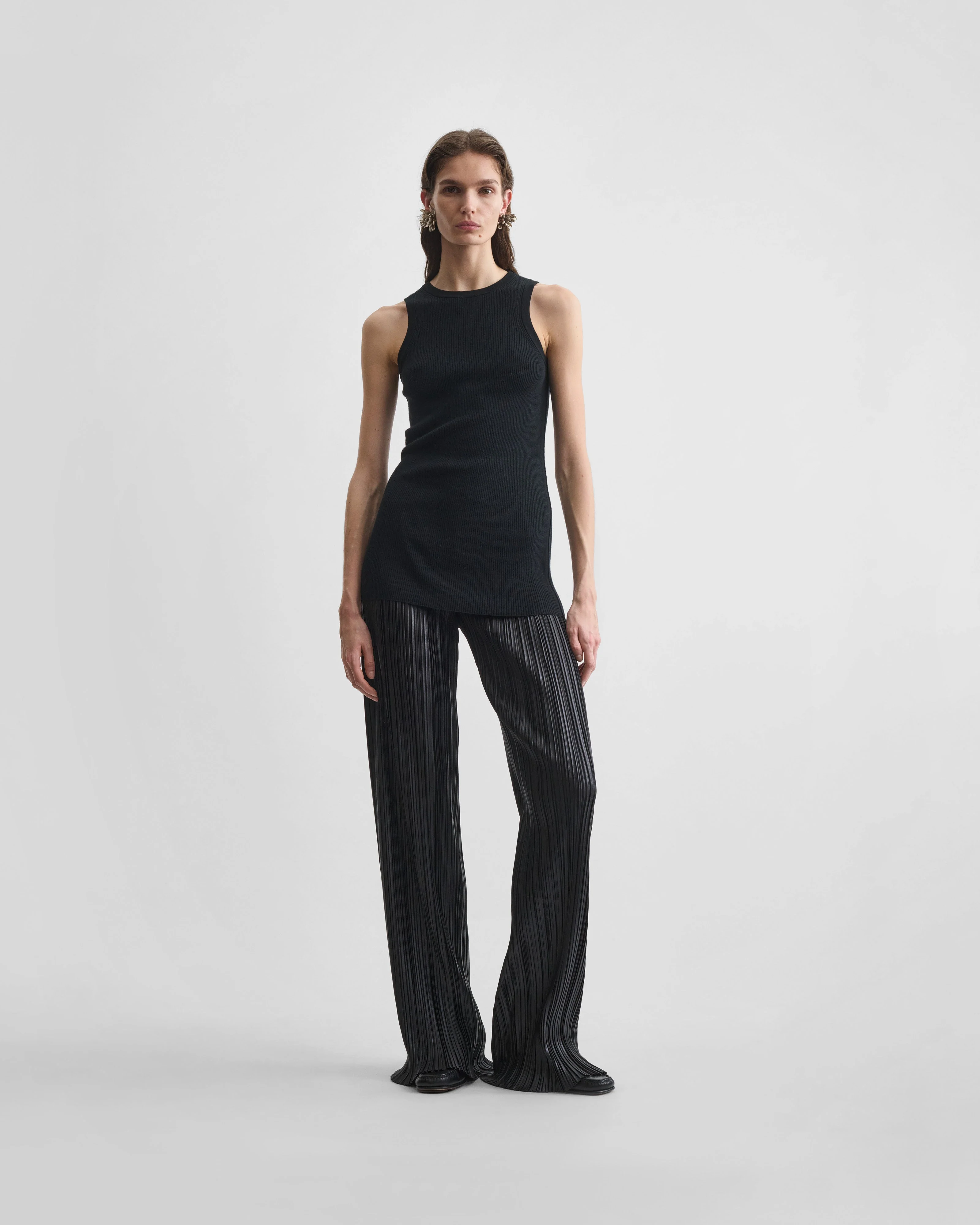 RAZOR PLEAT TROUSERS | black polyester - Image 3