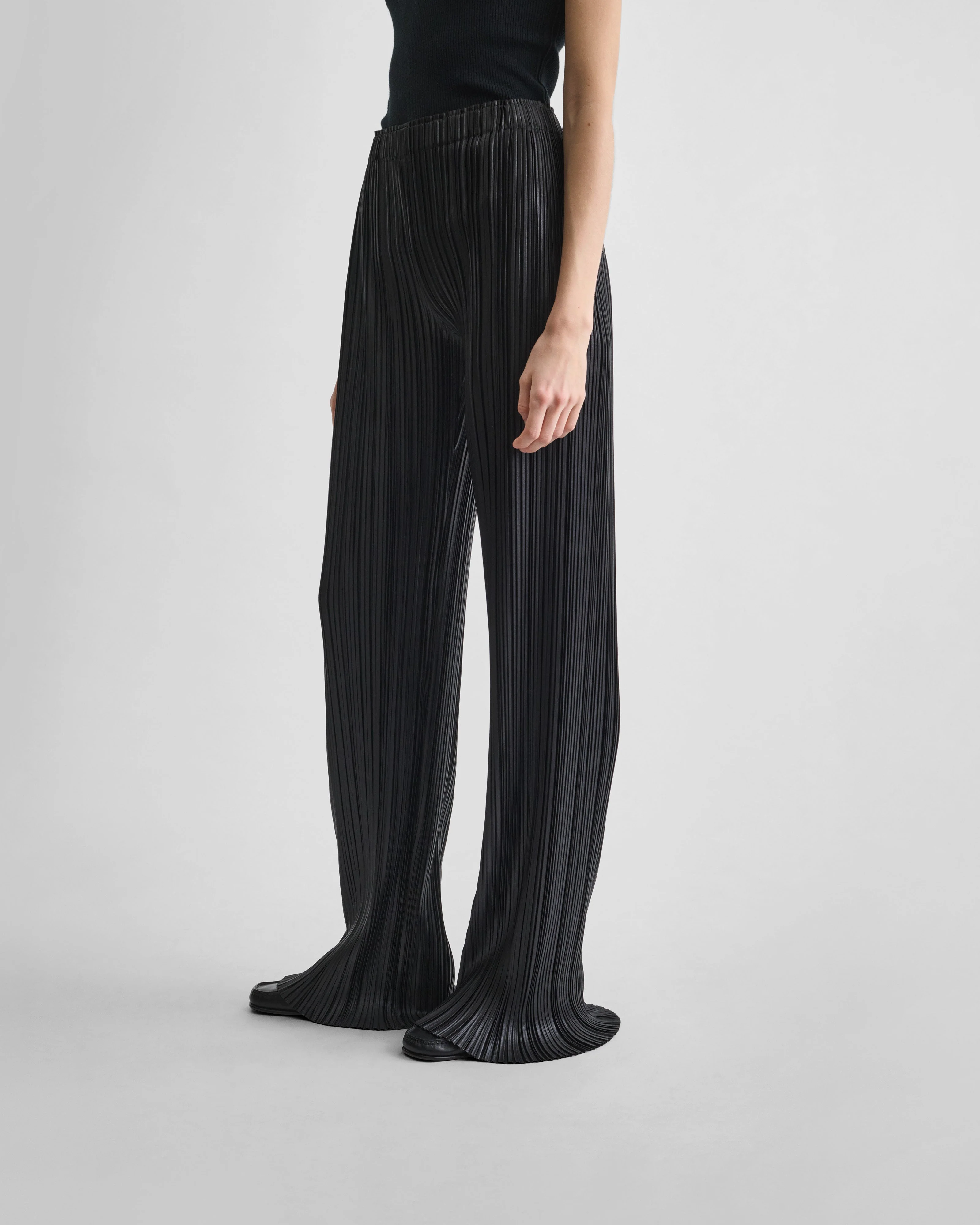 RAZOR PLEAT TROUSERS | black polyester - Image 4