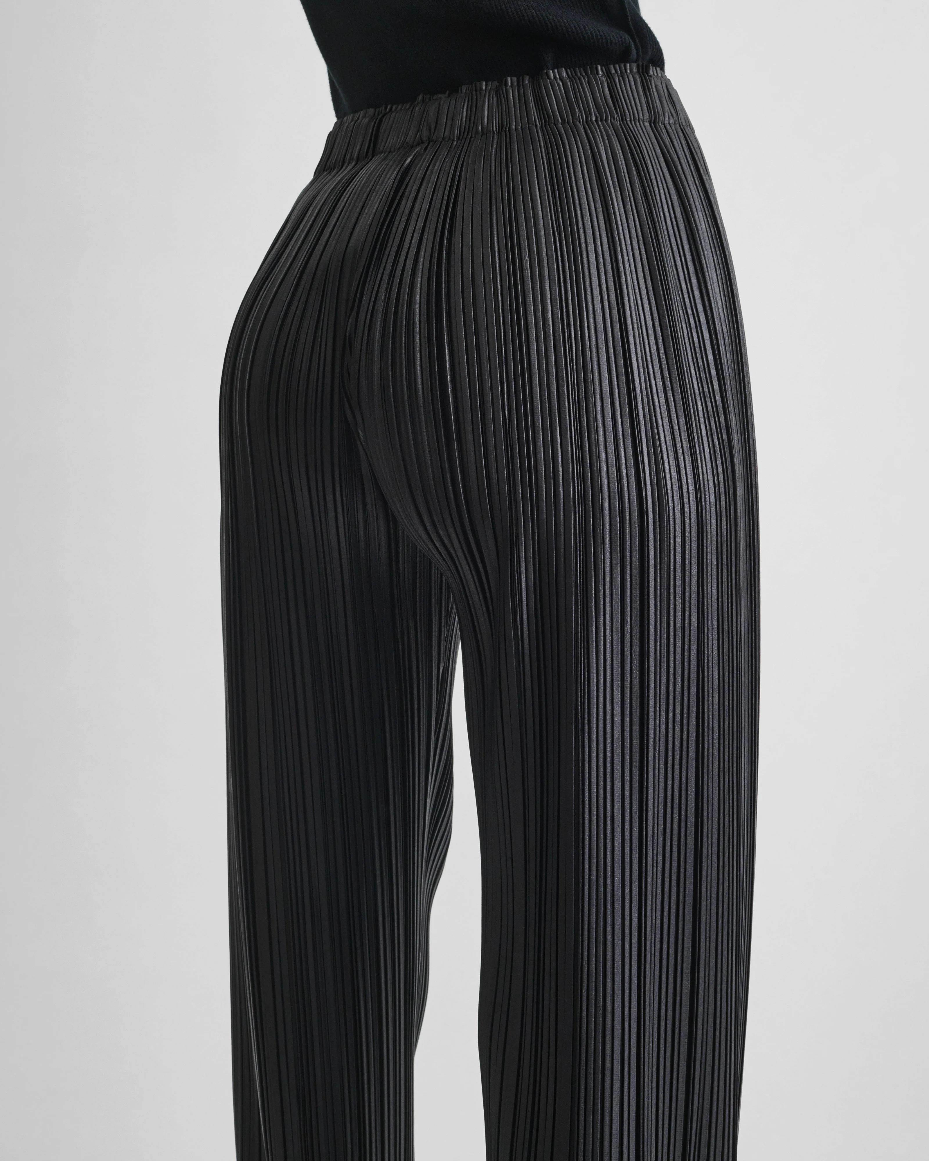 RAZOR PLEAT TROUSERS | black polyester - Image 6