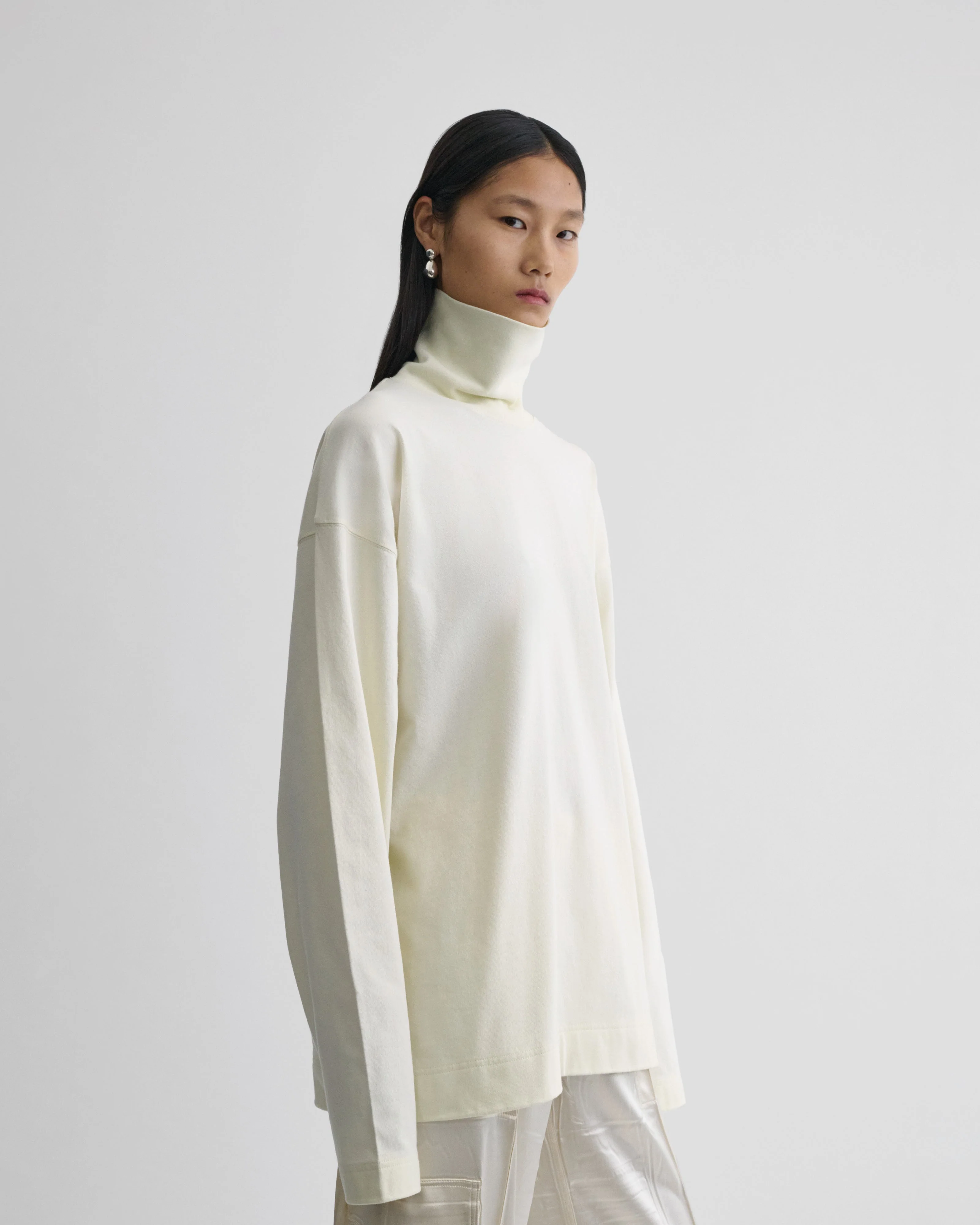 RELAXED LONG SLEEVE JERSEY | cream cotton jersey - Image 3