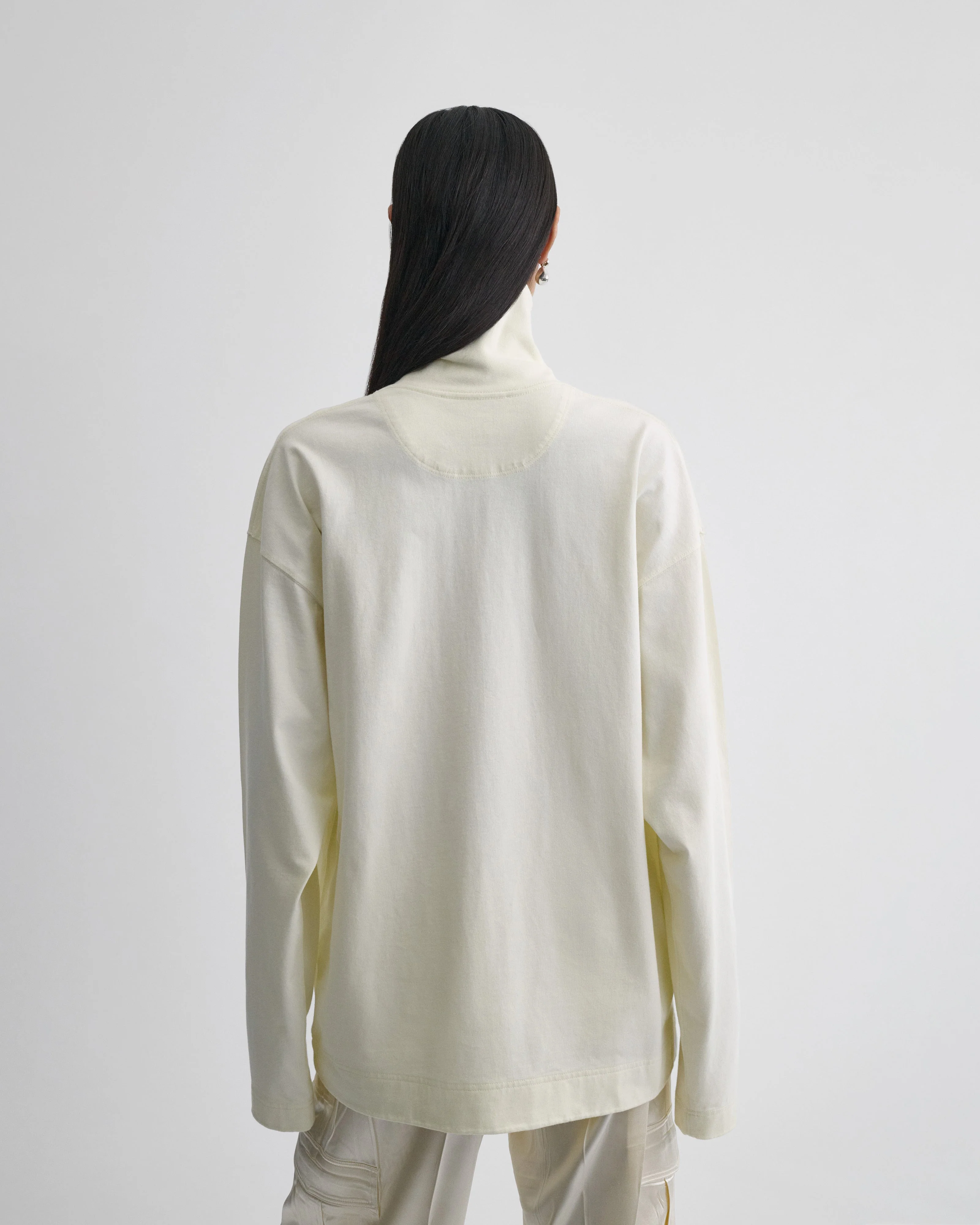 RELAXED LONG SLEEVE JERSEY | cream cotton jersey - Image 4