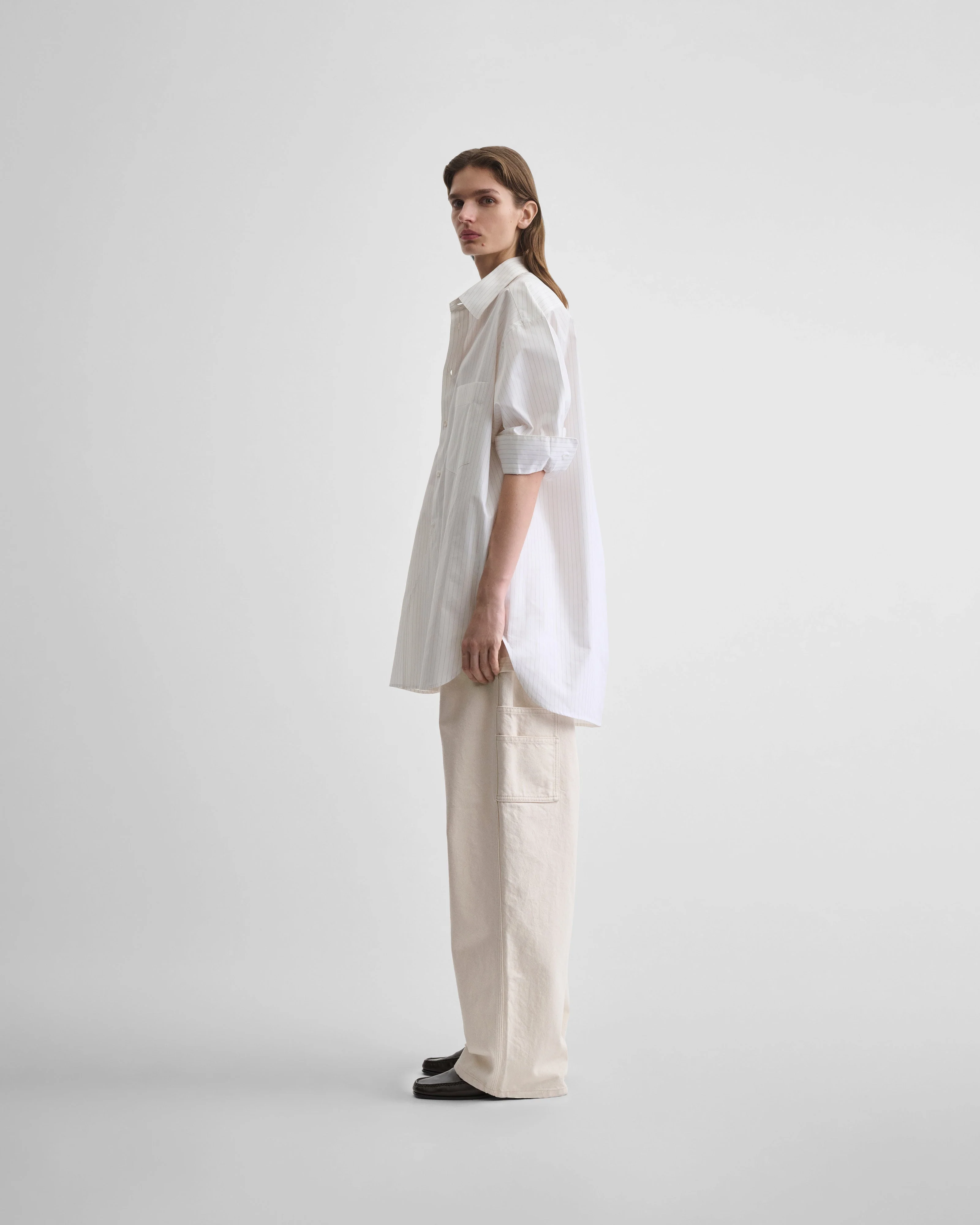 RELAXED TAILORED SHIRT | white/beige cotton - Image 6