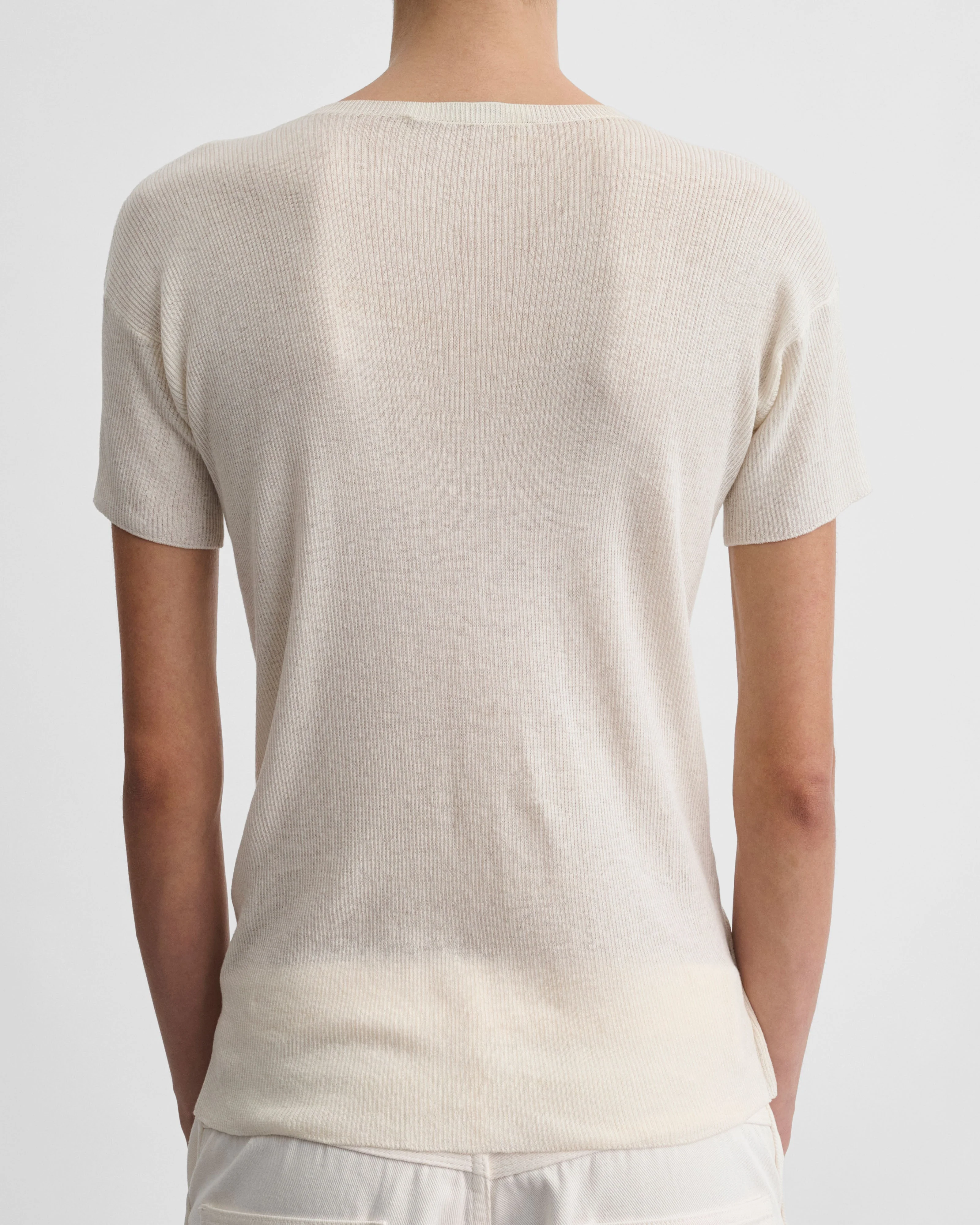 SCOOP NECK RIB T-shirt | ivory cotton - Image 6