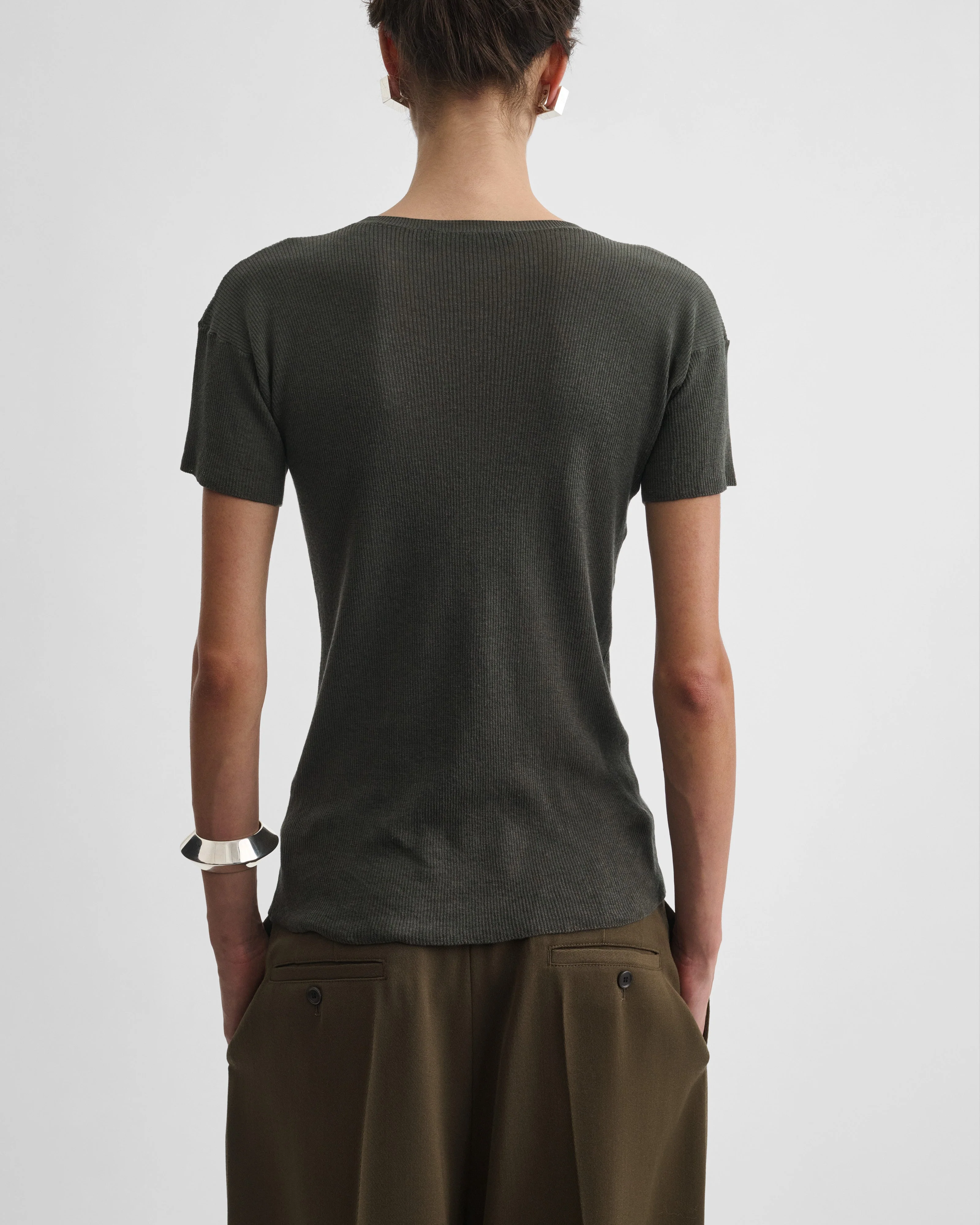 SCOOP NECK RIB T-shirt | sludge cotton - Image 5