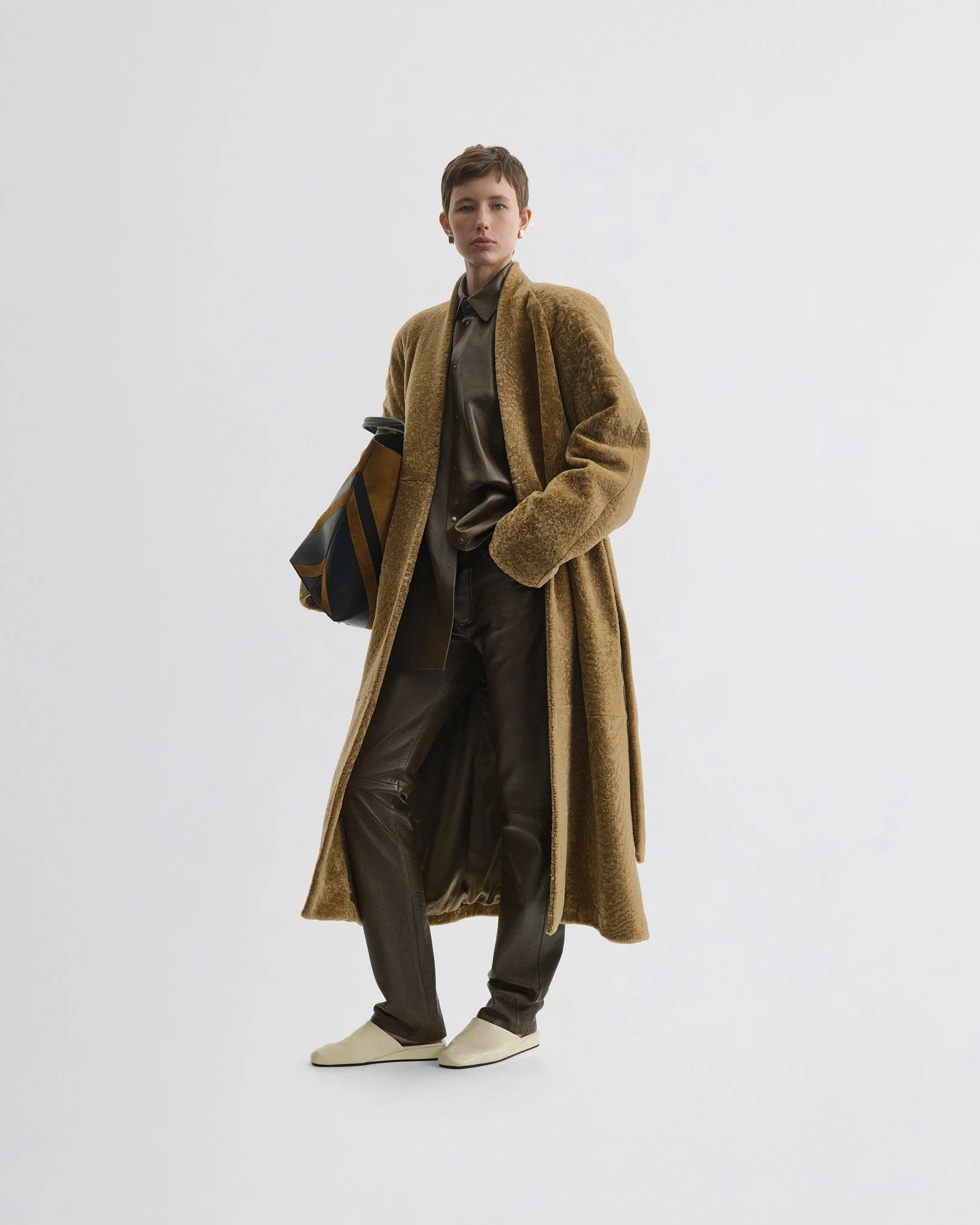 SHAVED ROBE COAT | tobacco shearling - Image 3