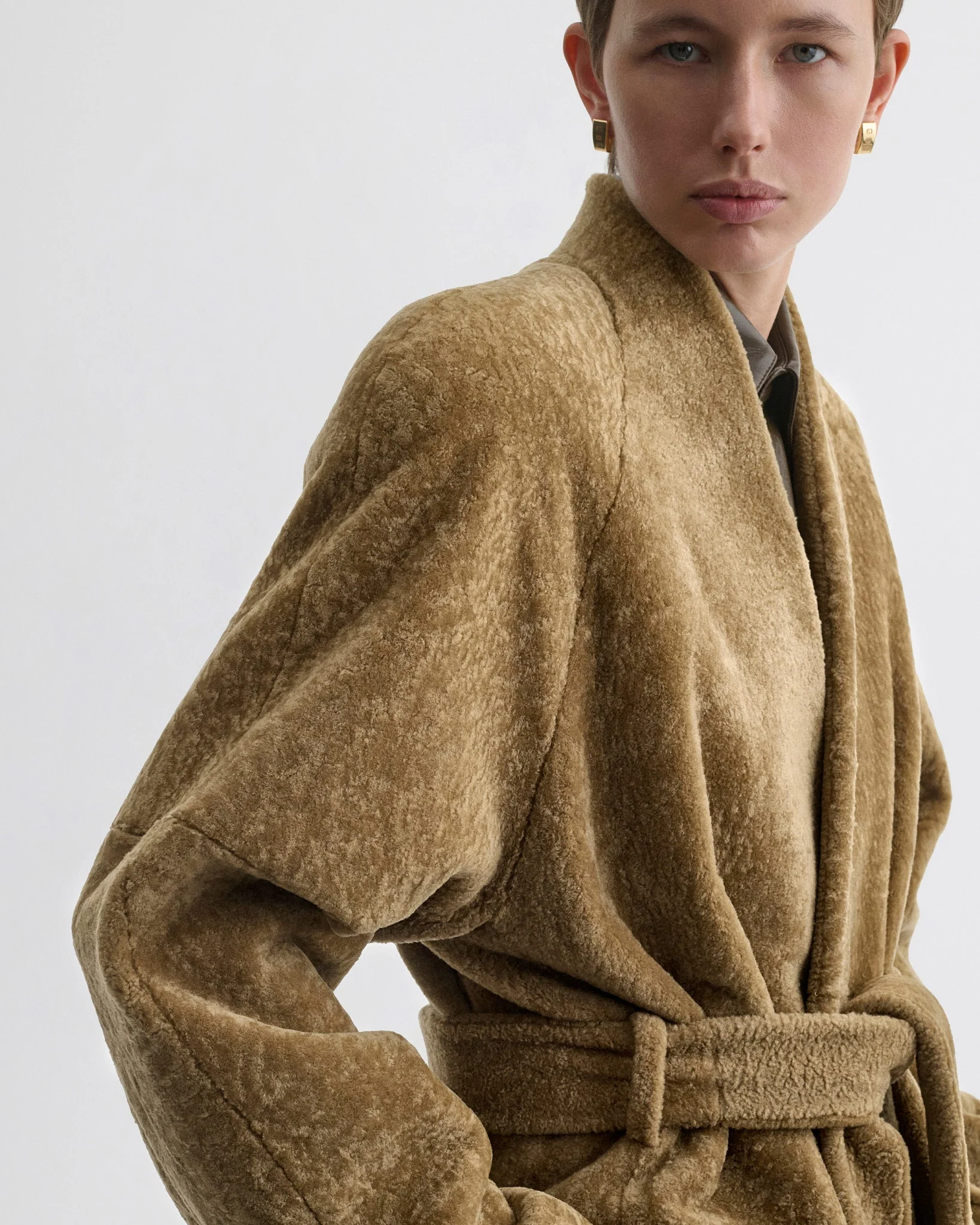 SHAVED ROBE COAT | tobacco shearling - Image 4