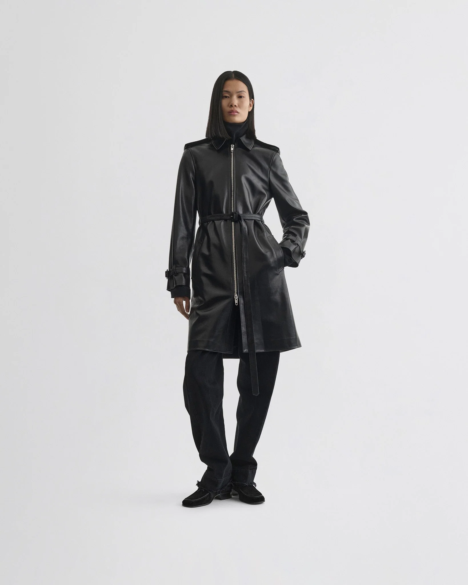 SHORT TRENCH | black leather - Image 3