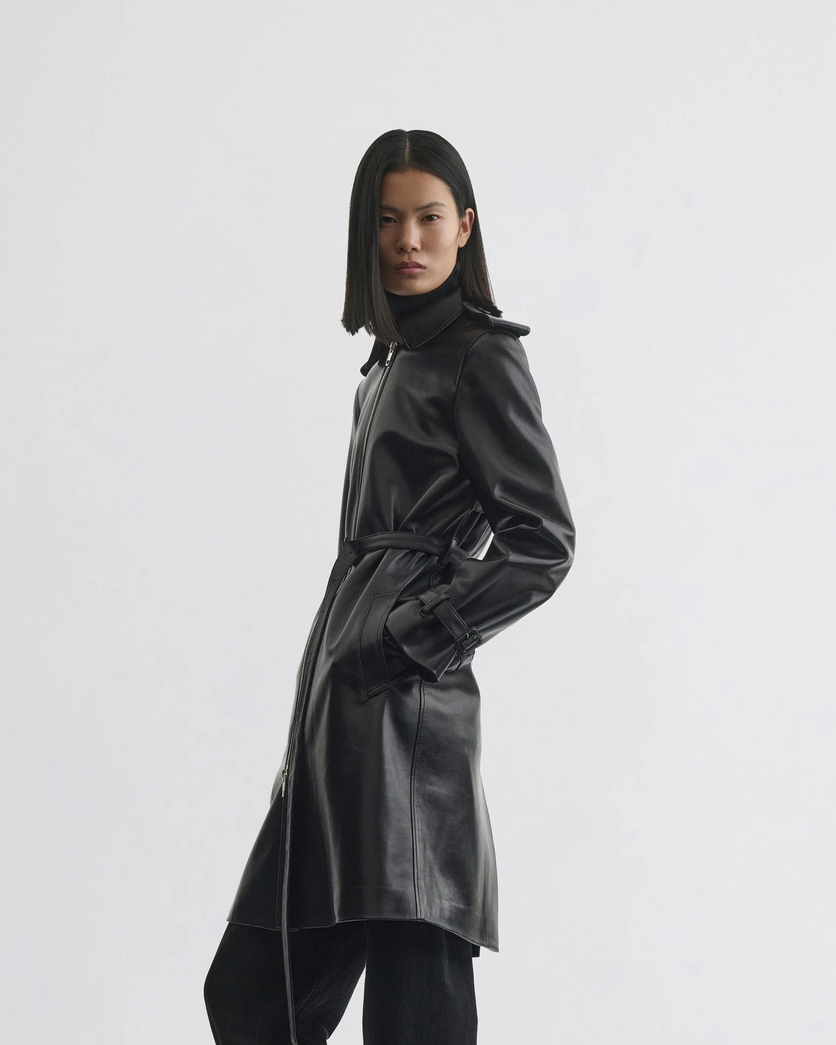 SHORT TRENCH | black leather - Image 4