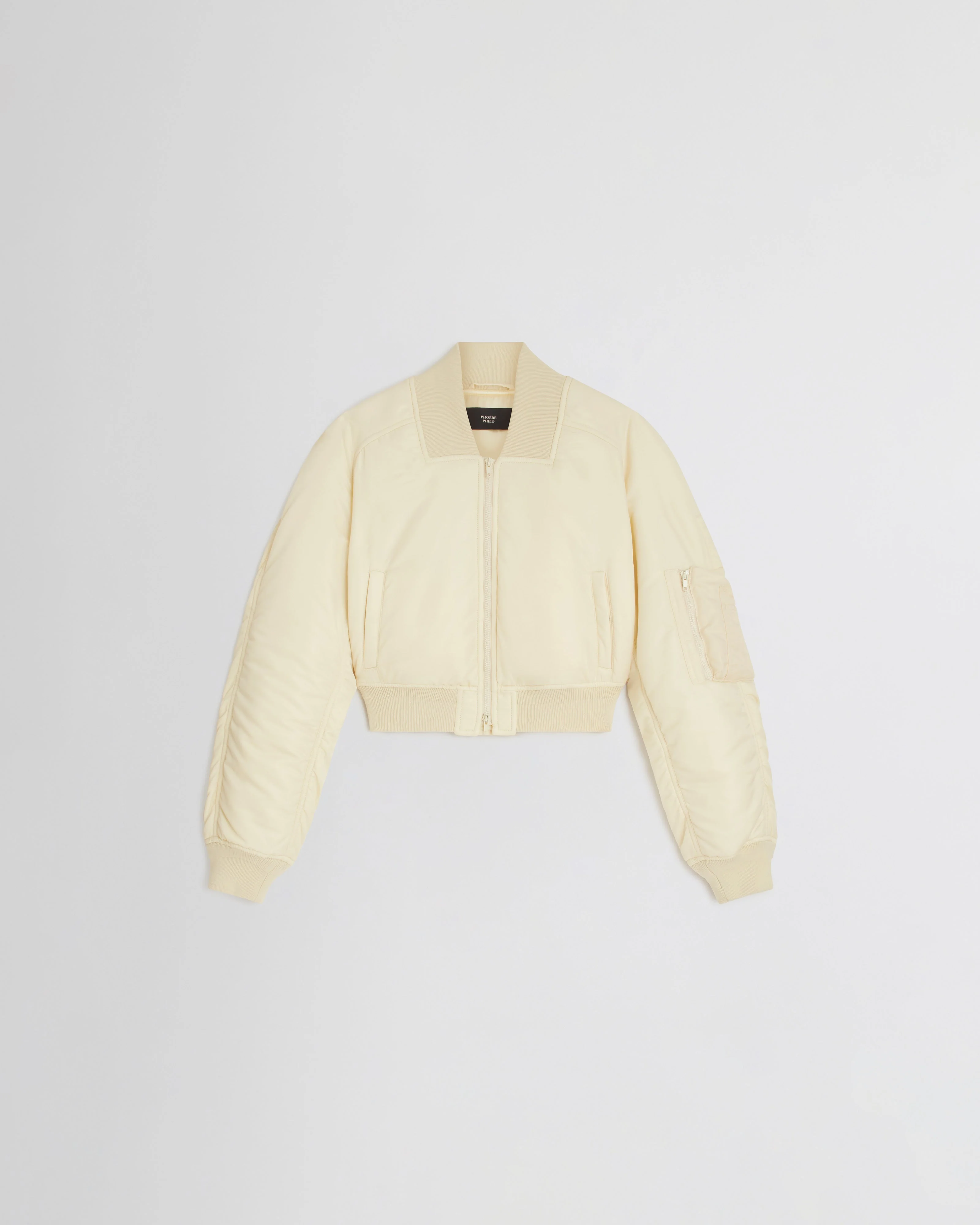 SHRUNK BOMBER | cream nylon