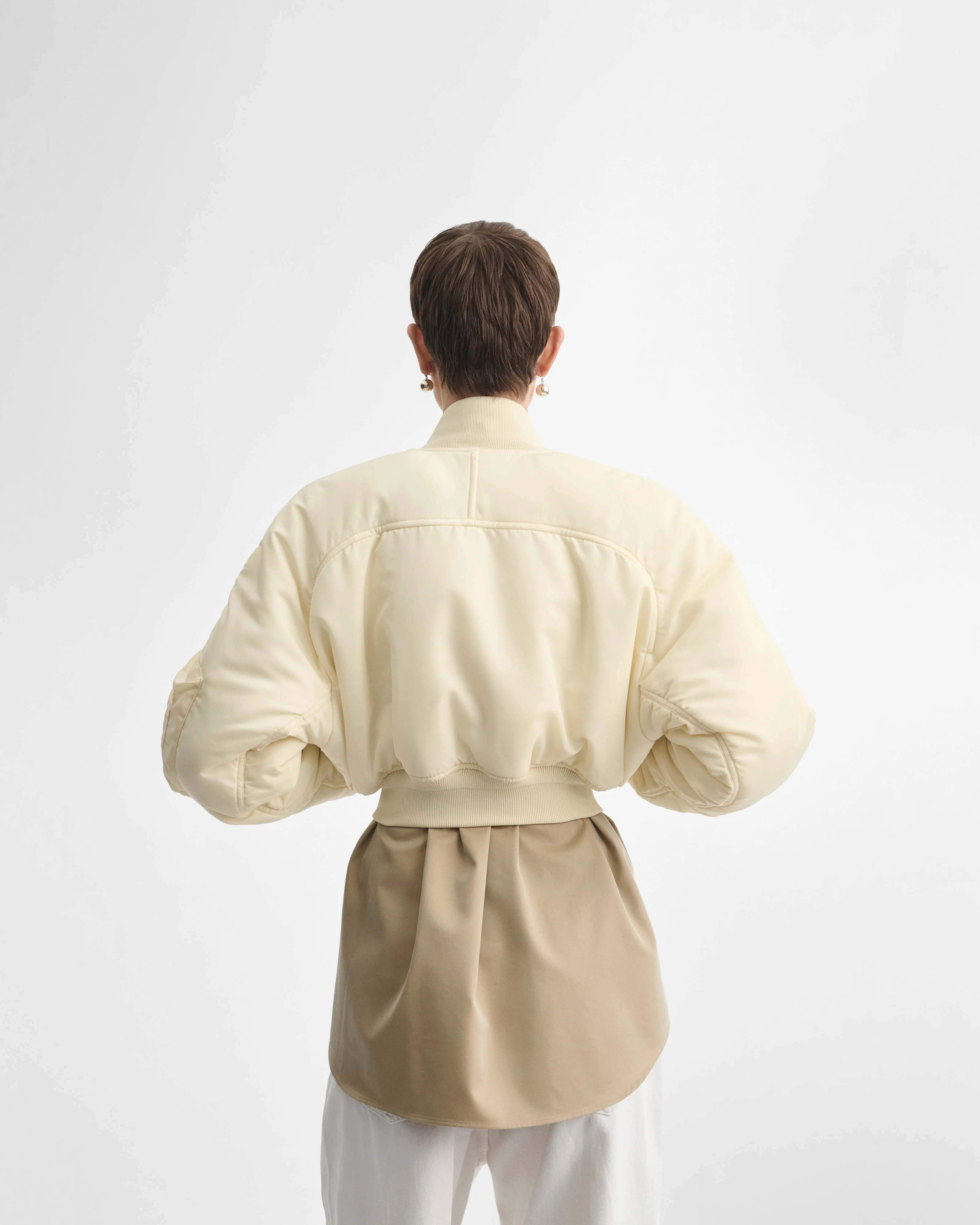 SHRUNK BOMBER | cream nylon - Image 4