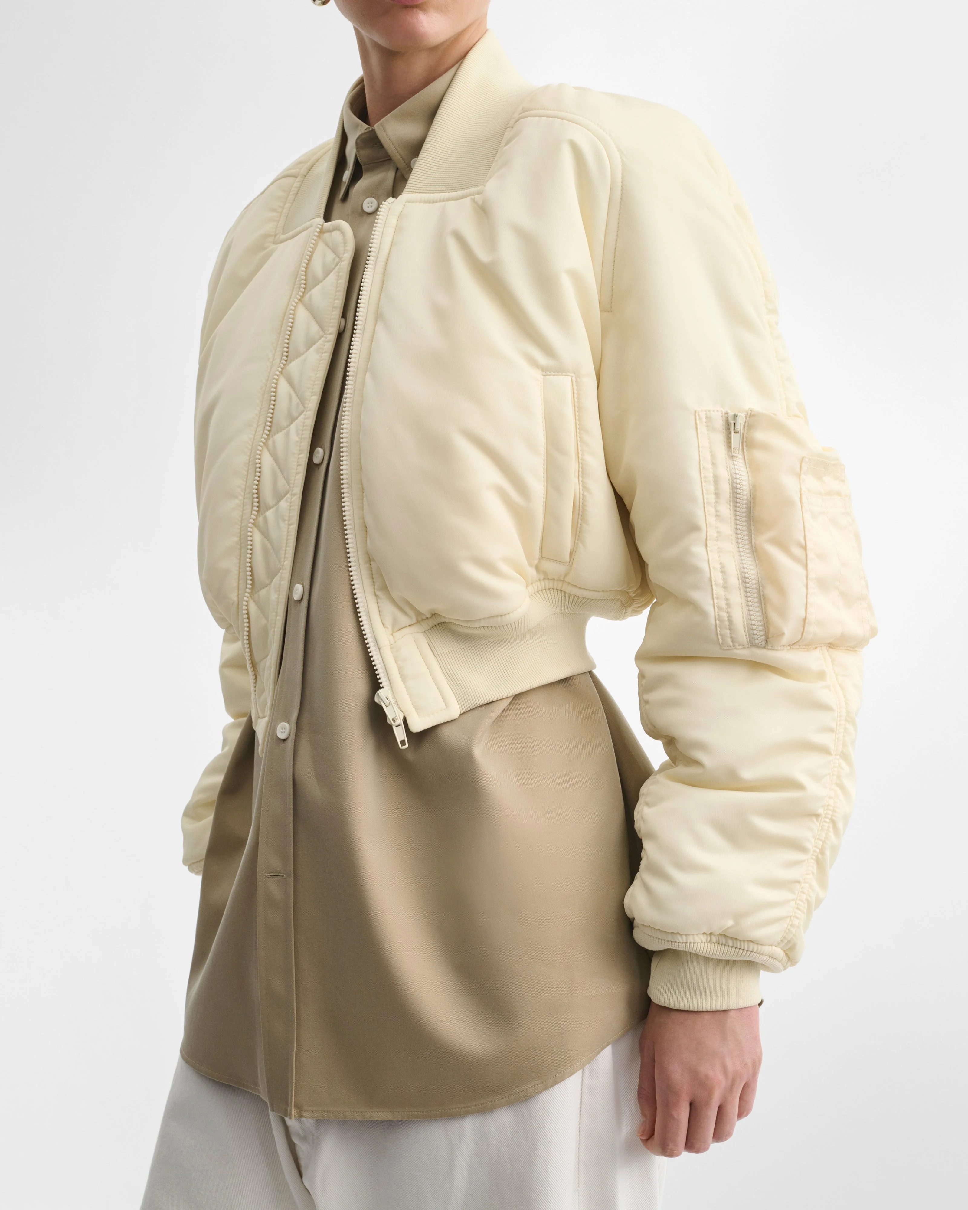 SHRUNK BOMBER | cream nylon - Image 5