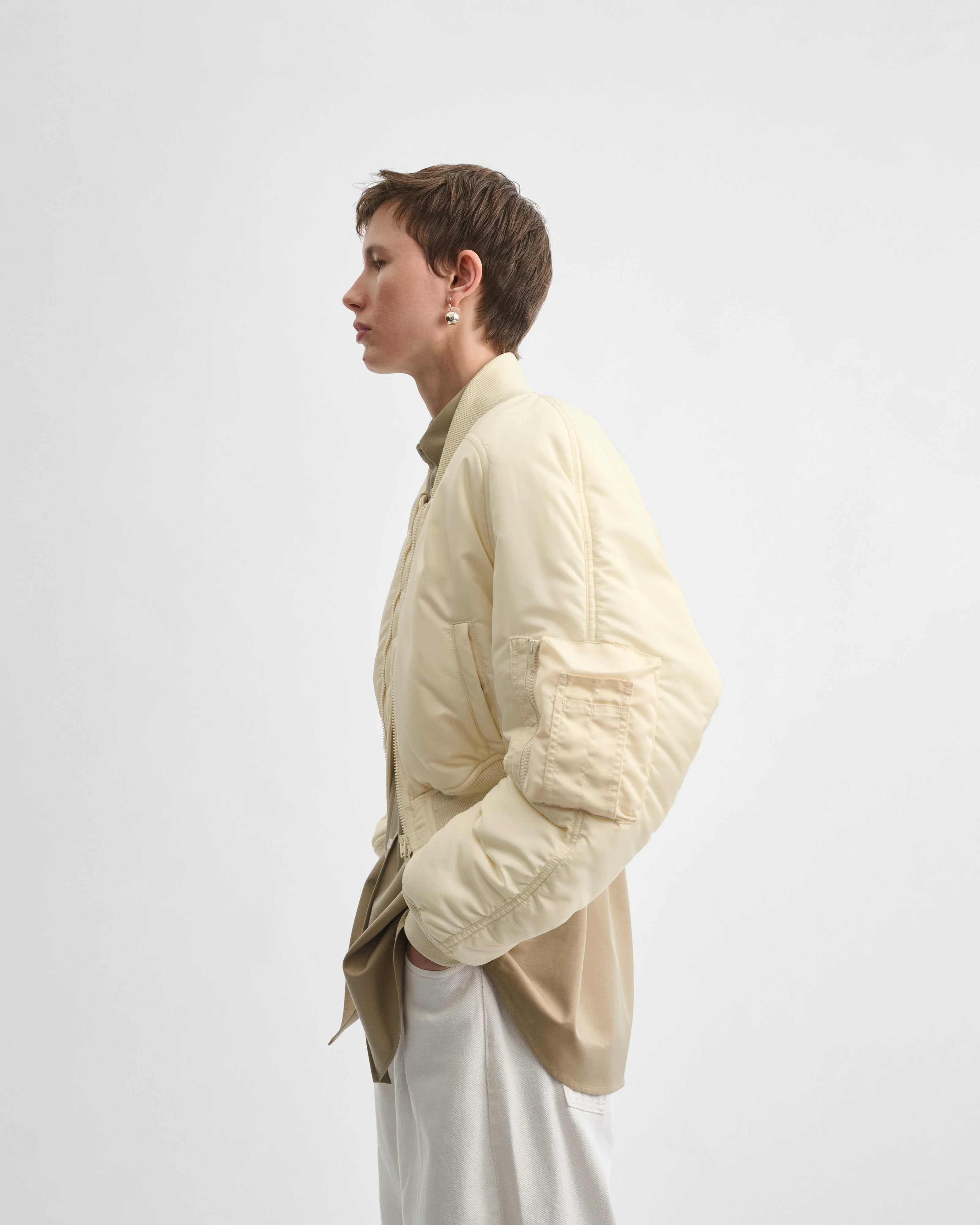 SHRUNK BOMBER | cream nylon - Image 6