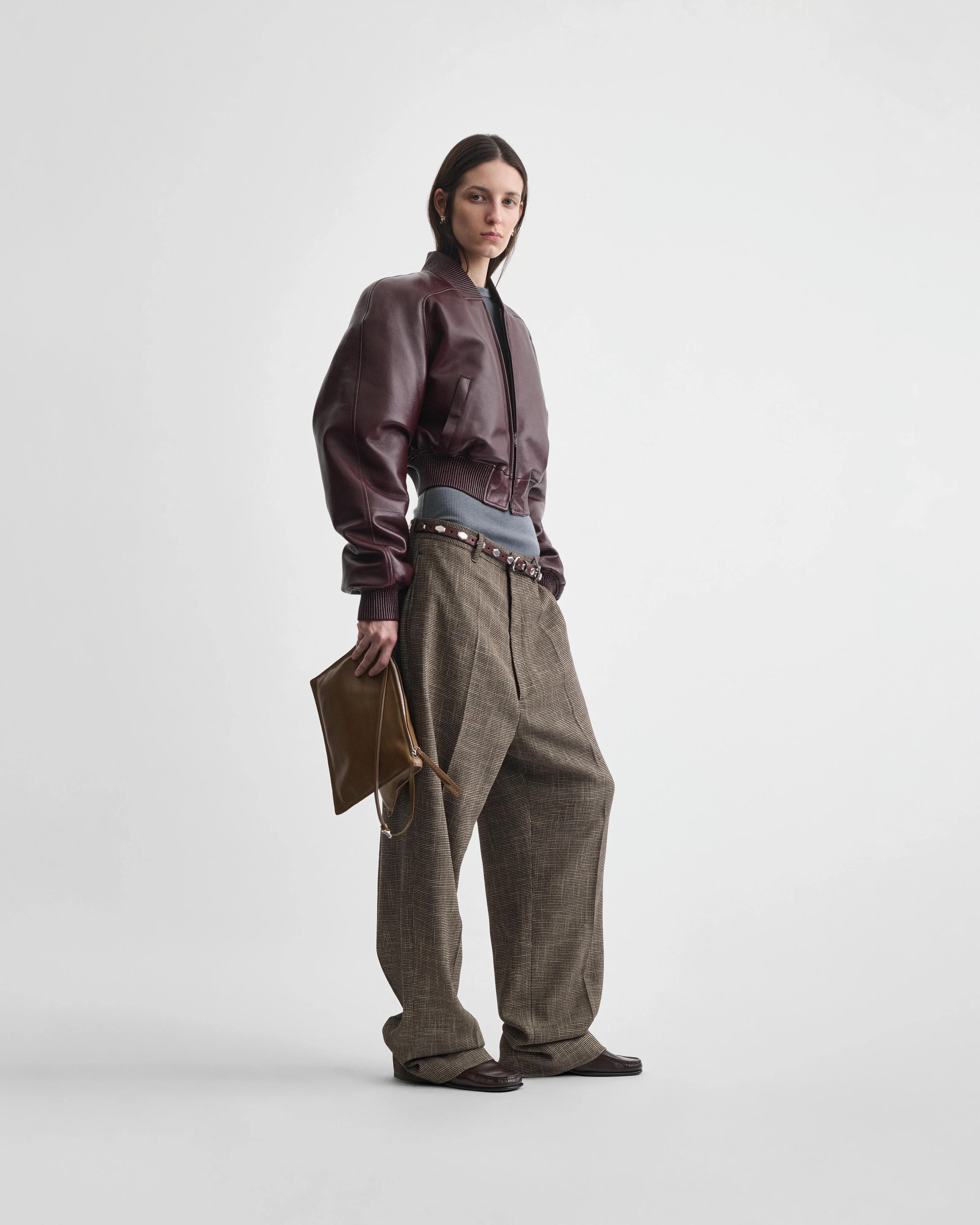 SHRUNK BOMBER | merlot leather - Image 3