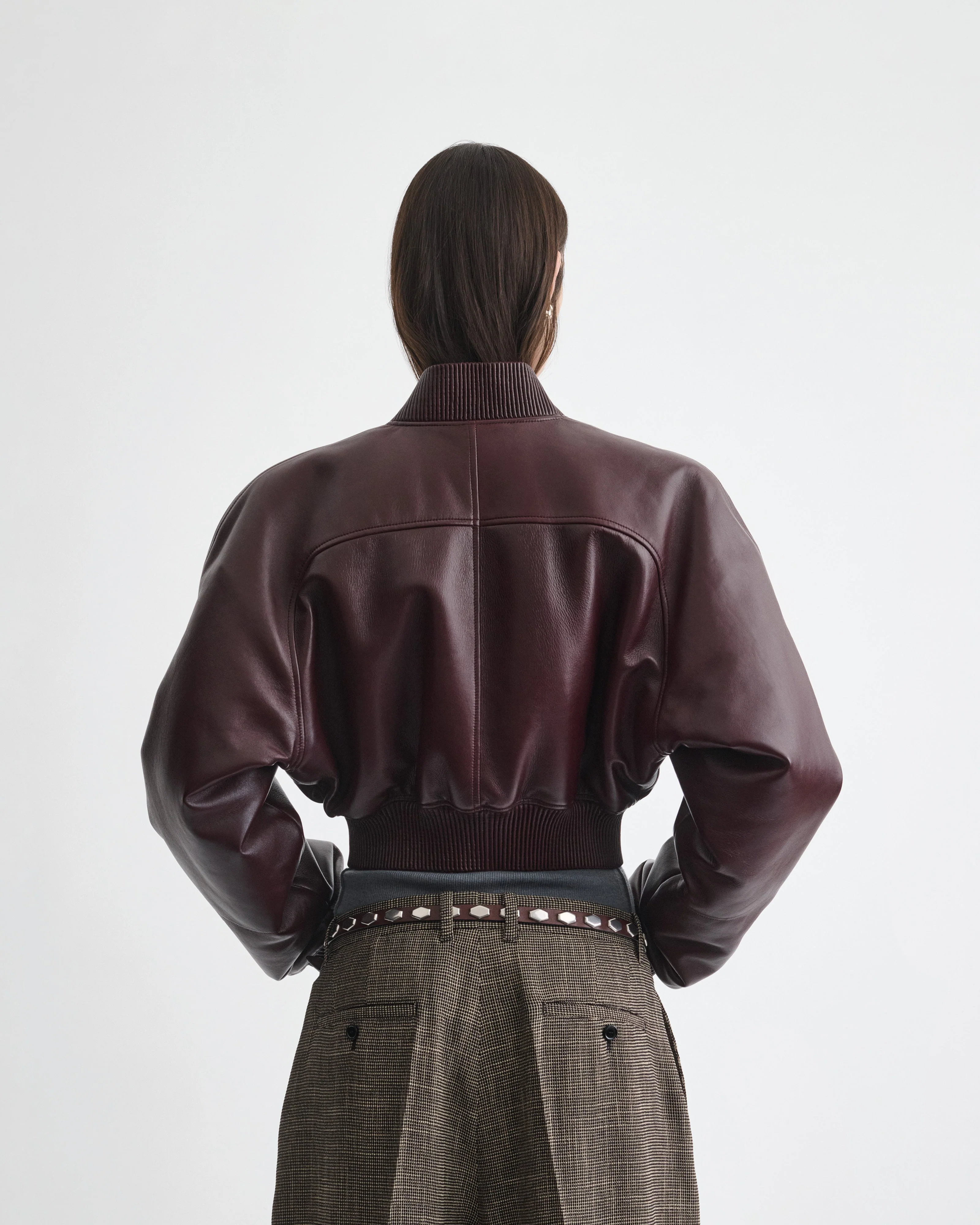 SHRUNK BOMBER | merlot leather - Image 4