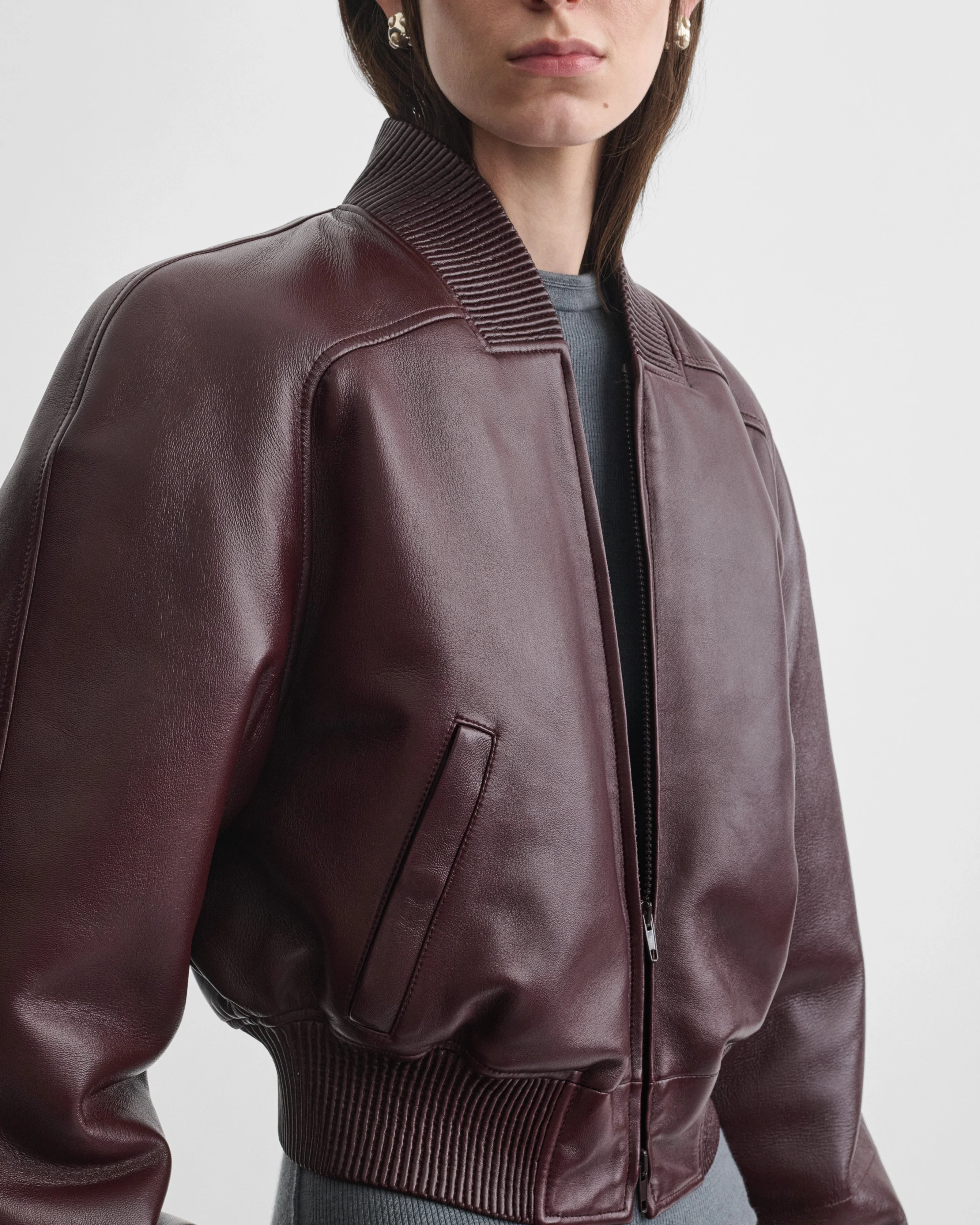 SHRUNK BOMBER | merlot leather - Image 5