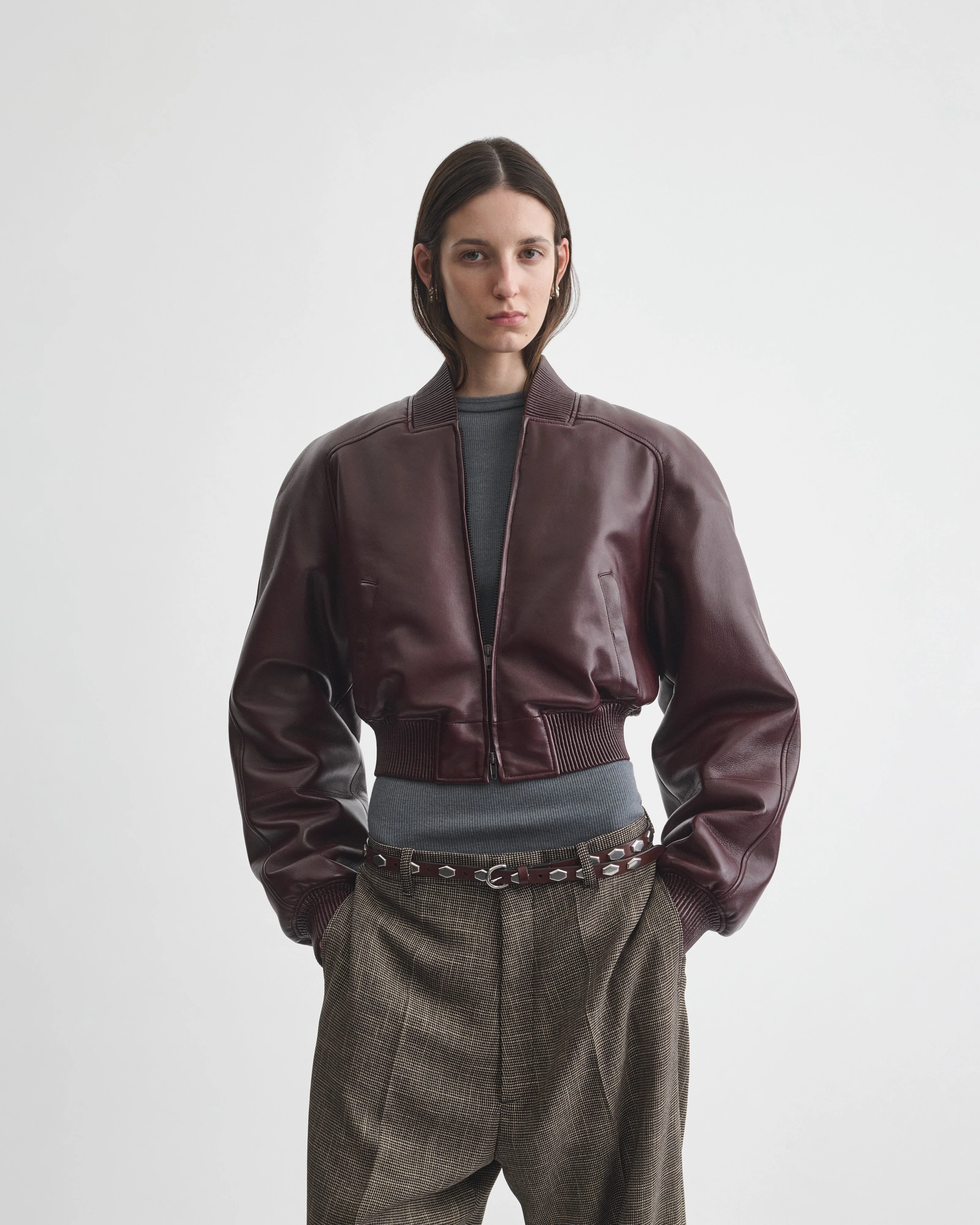 SHRUNK BOMBER | merlot leather - Image 6