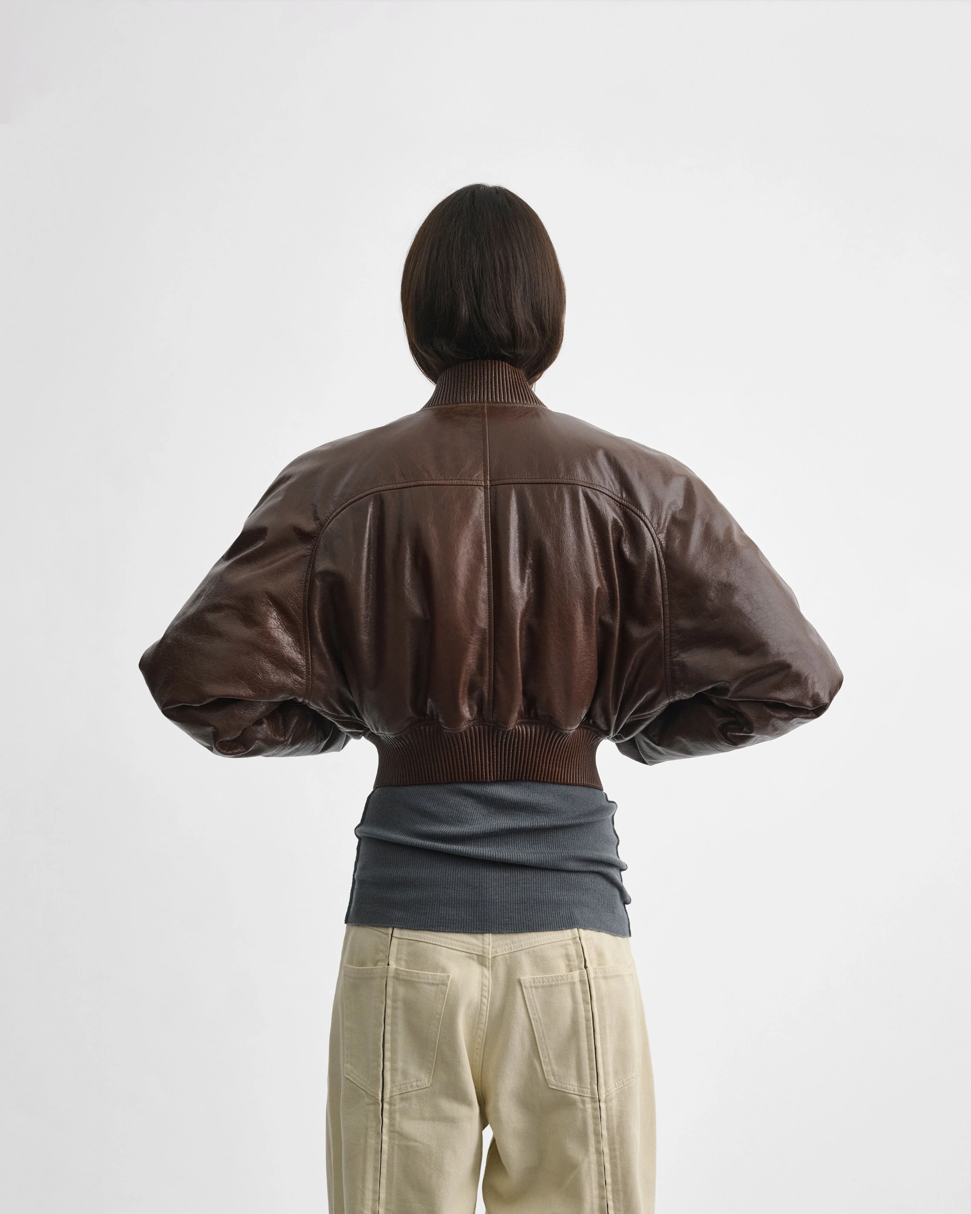 SHRUNK BOMBER | tobacco leather - Image 4