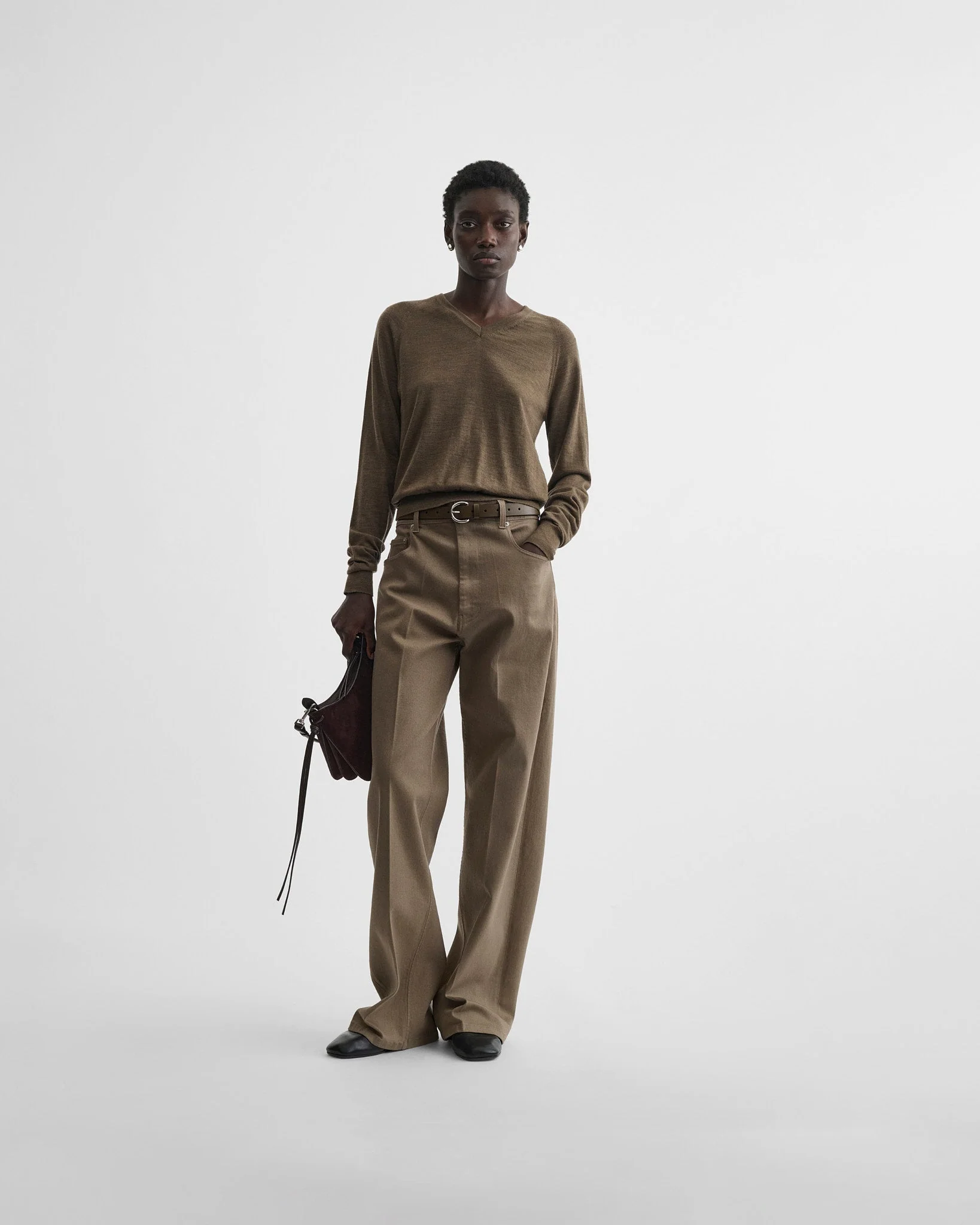 SHRUNK V-NECK | taupe wool - Image 3