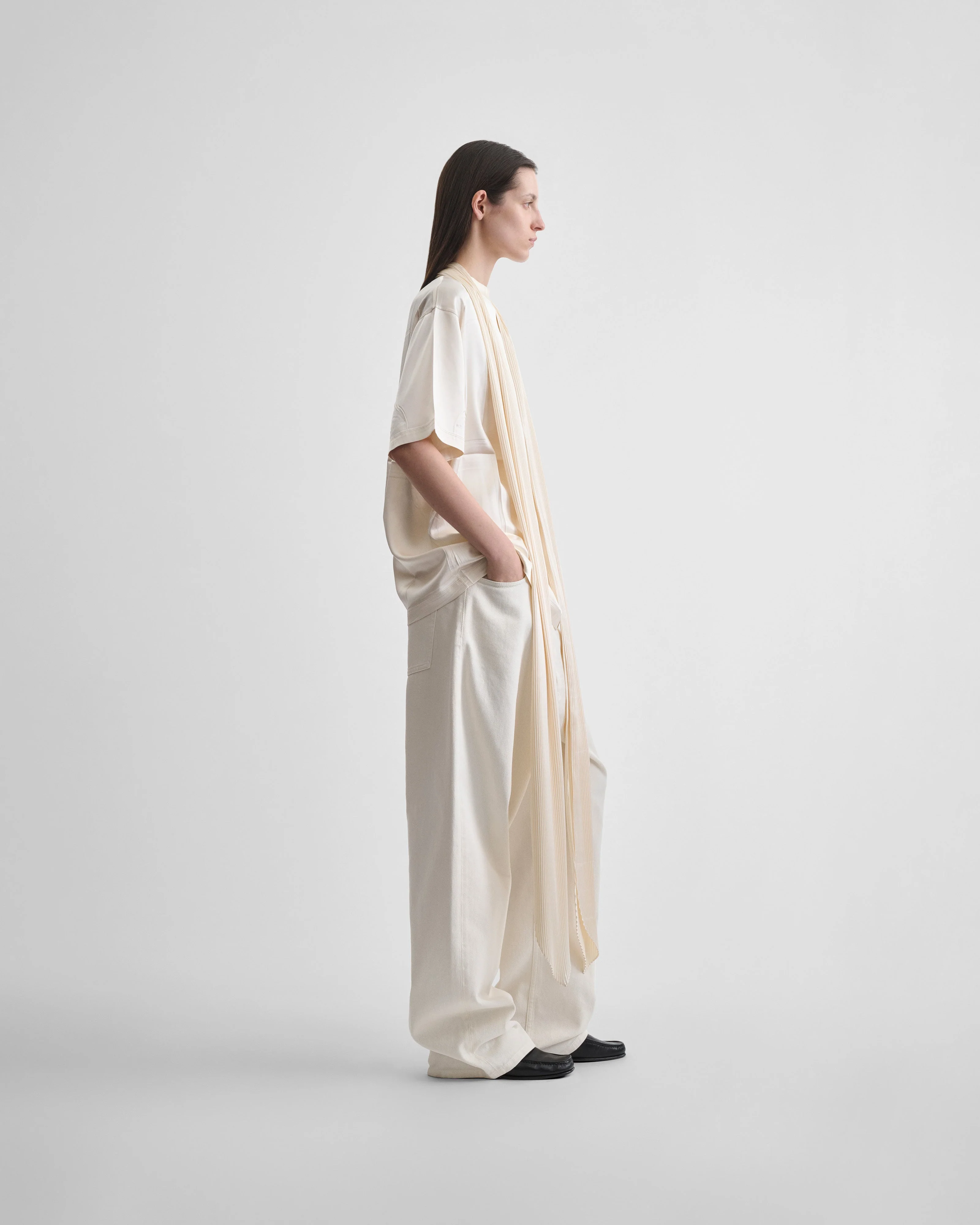 SILK SCARF T-SHIRT | cream silk - Image 6