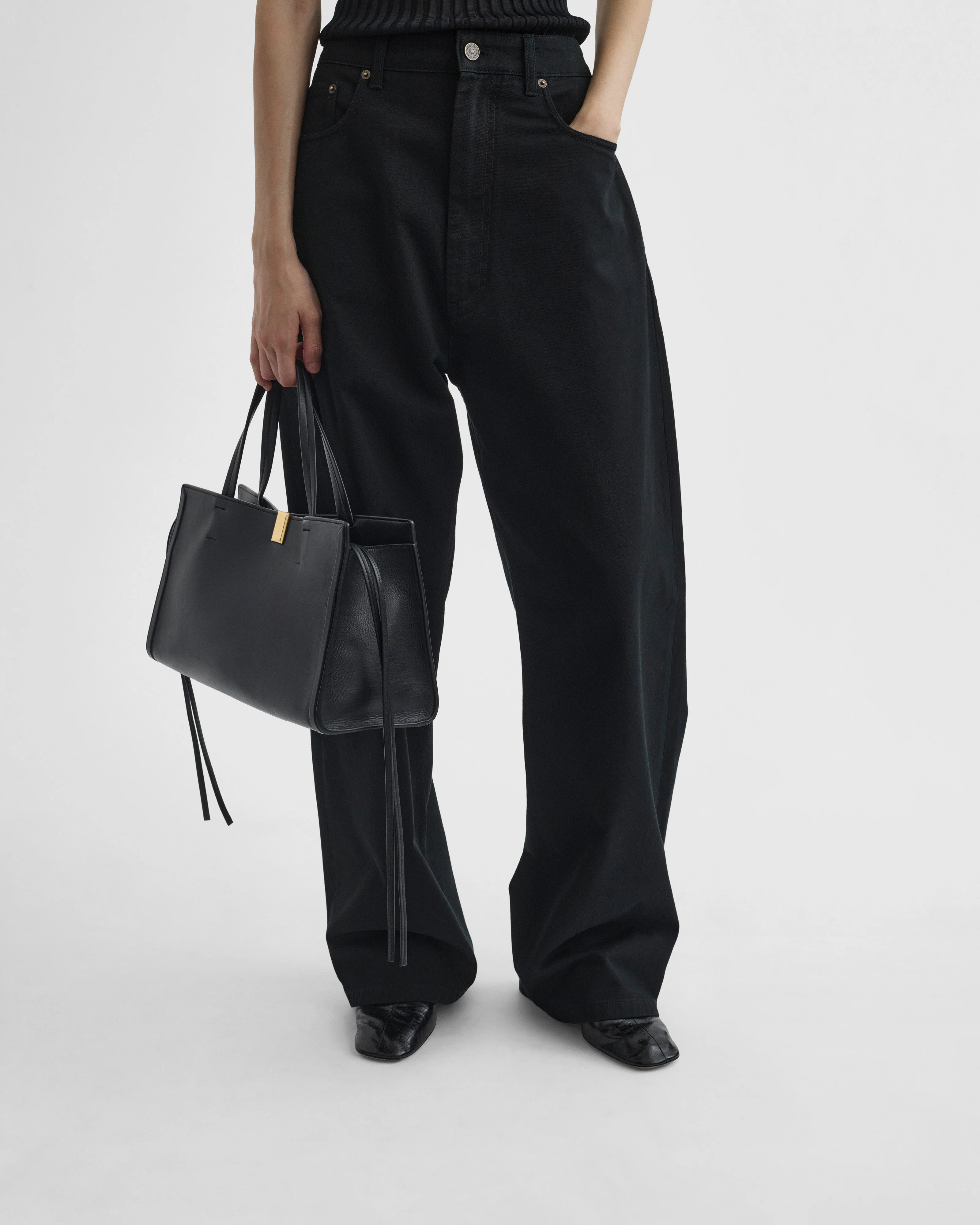 SMALL KIT CABAS | black leather with gold - Image 2