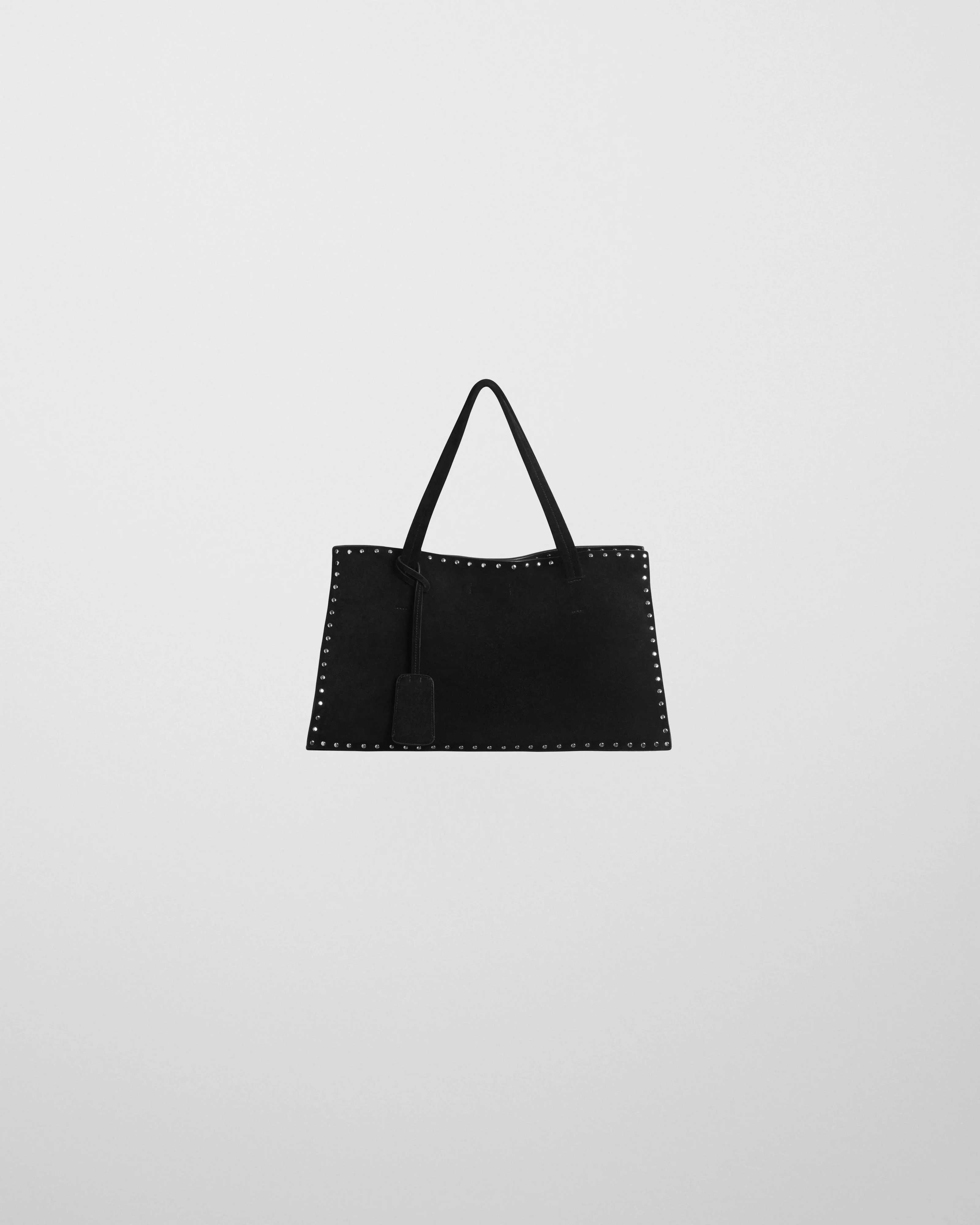 SMALL STUD CABAS | black suede