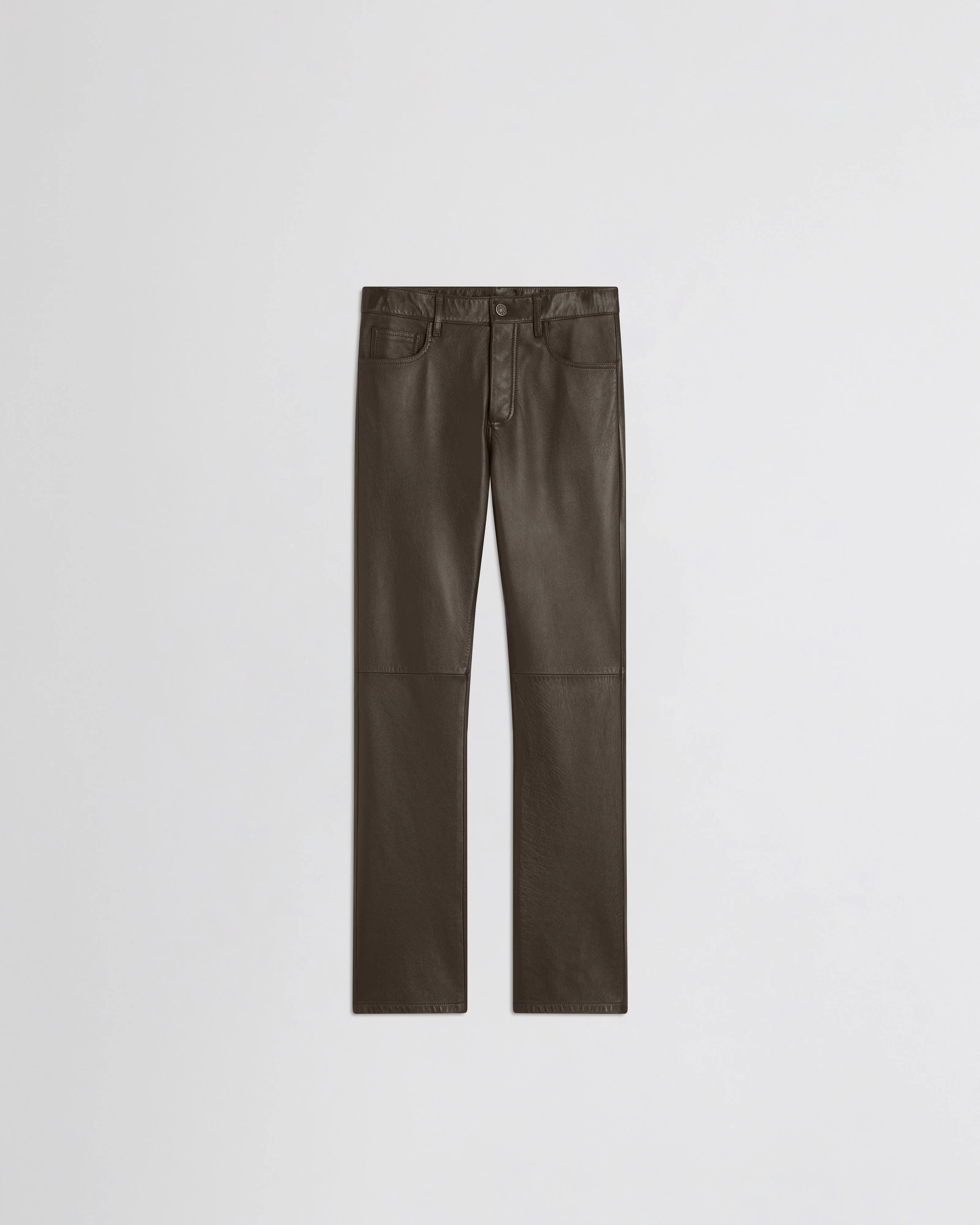 STRAIGHT LEG JEANS | green bronze leather