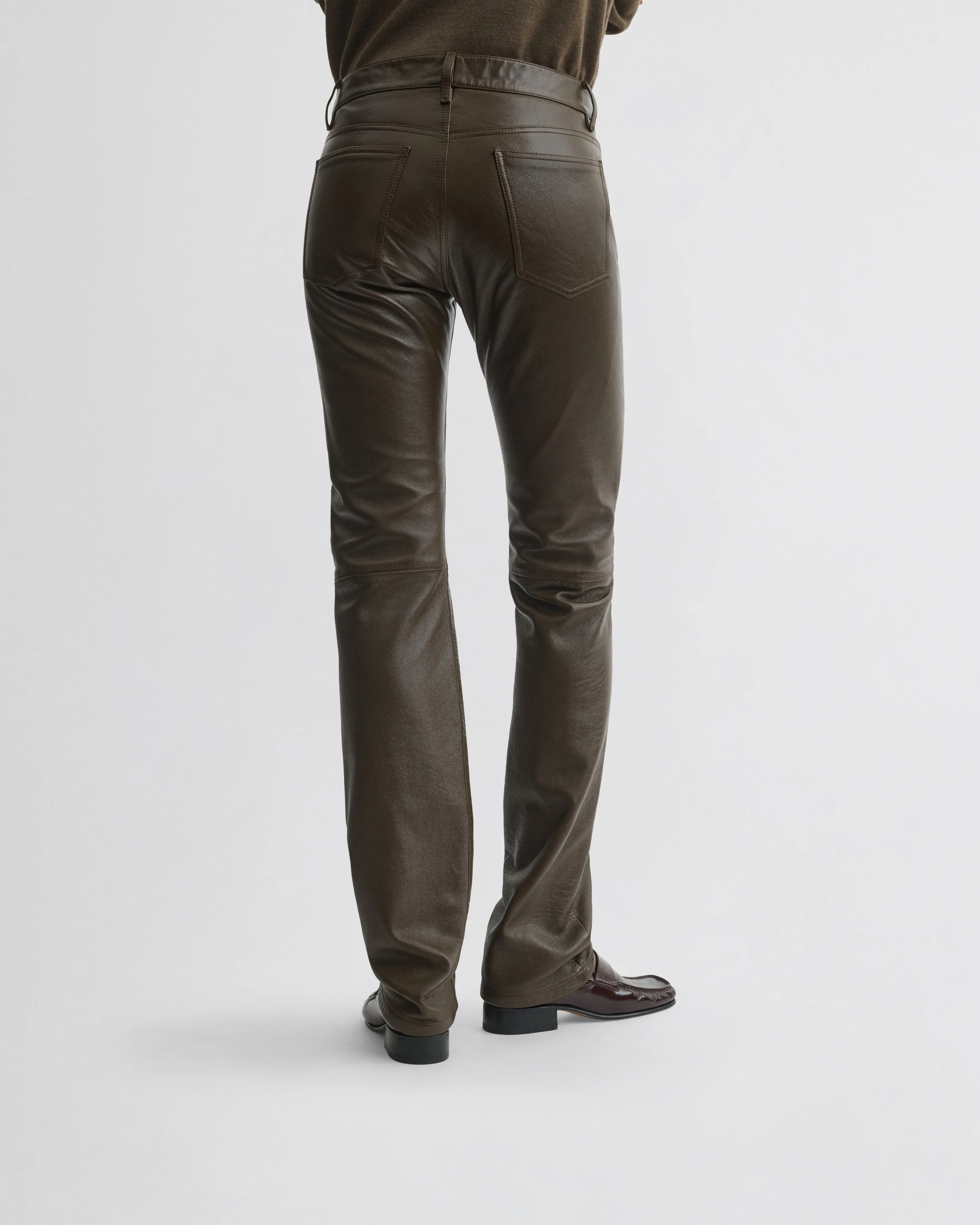 STRAIGHT LEG JEANS | green bronze leather - Image 6
